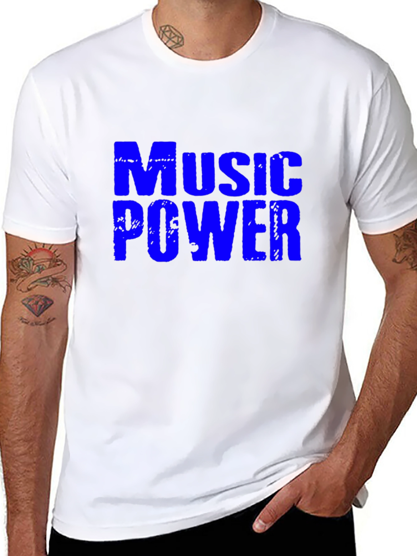 Music Power Graphic Tee - Stylish Crew Neck T-Shirt