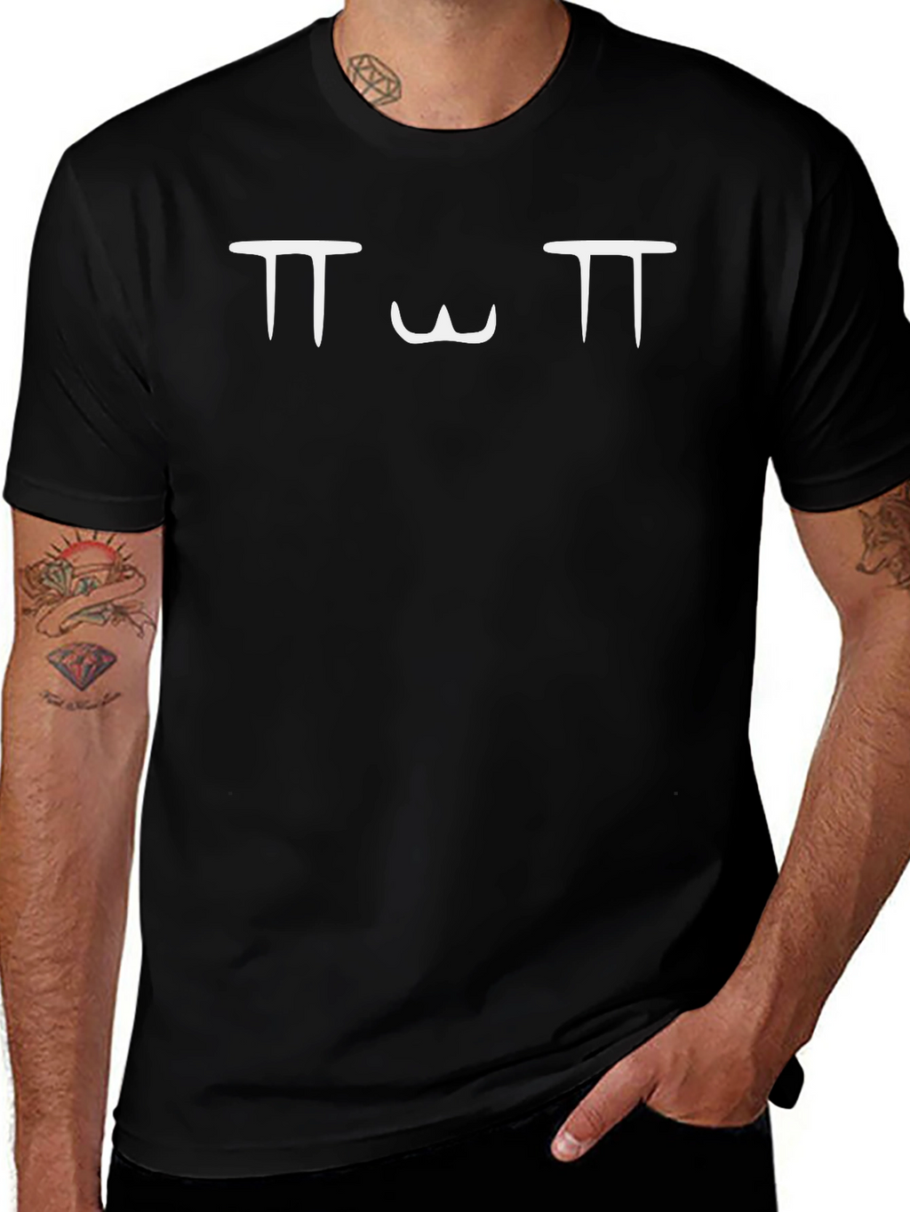 Black T-Shirt with OwO Face Design