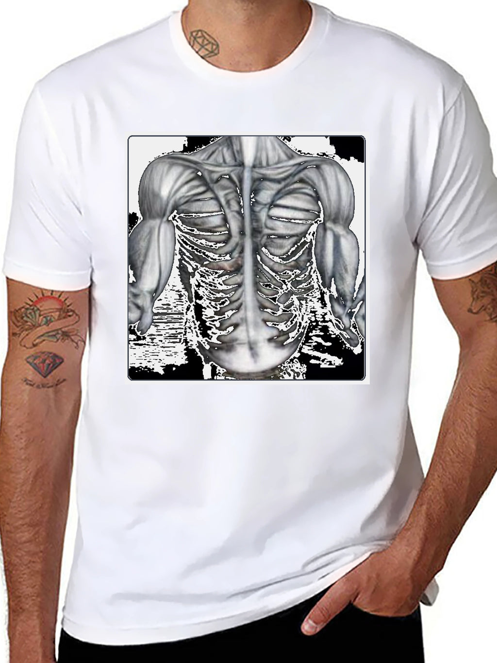 Anatomy Black T-Shirt: Muscle & Bone Design