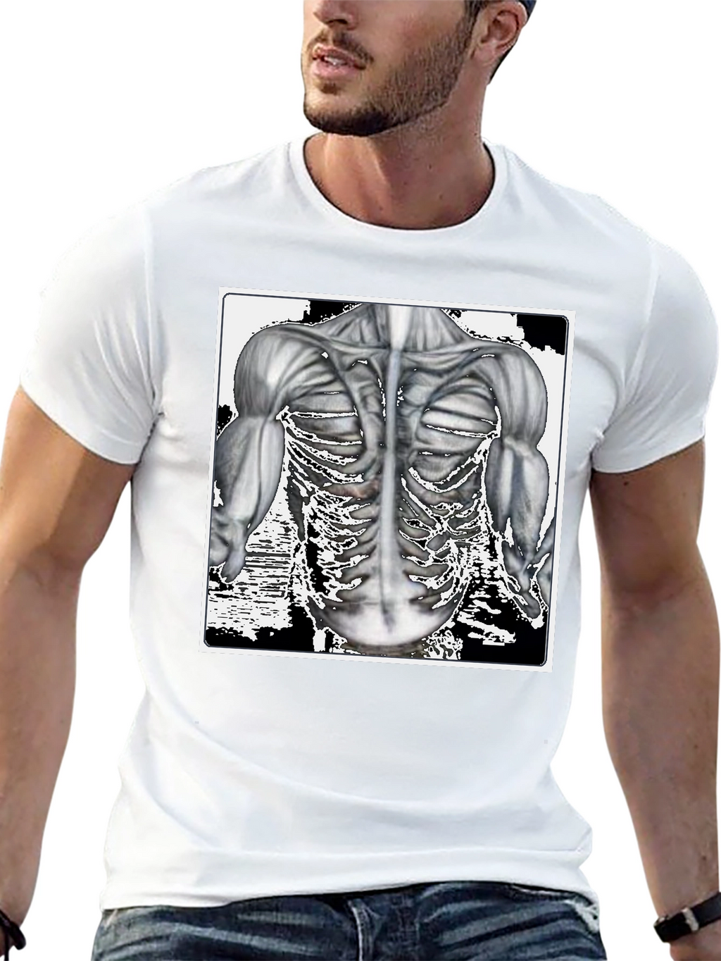 Anatomy Black T-Shirt: Muscle & Bone Design