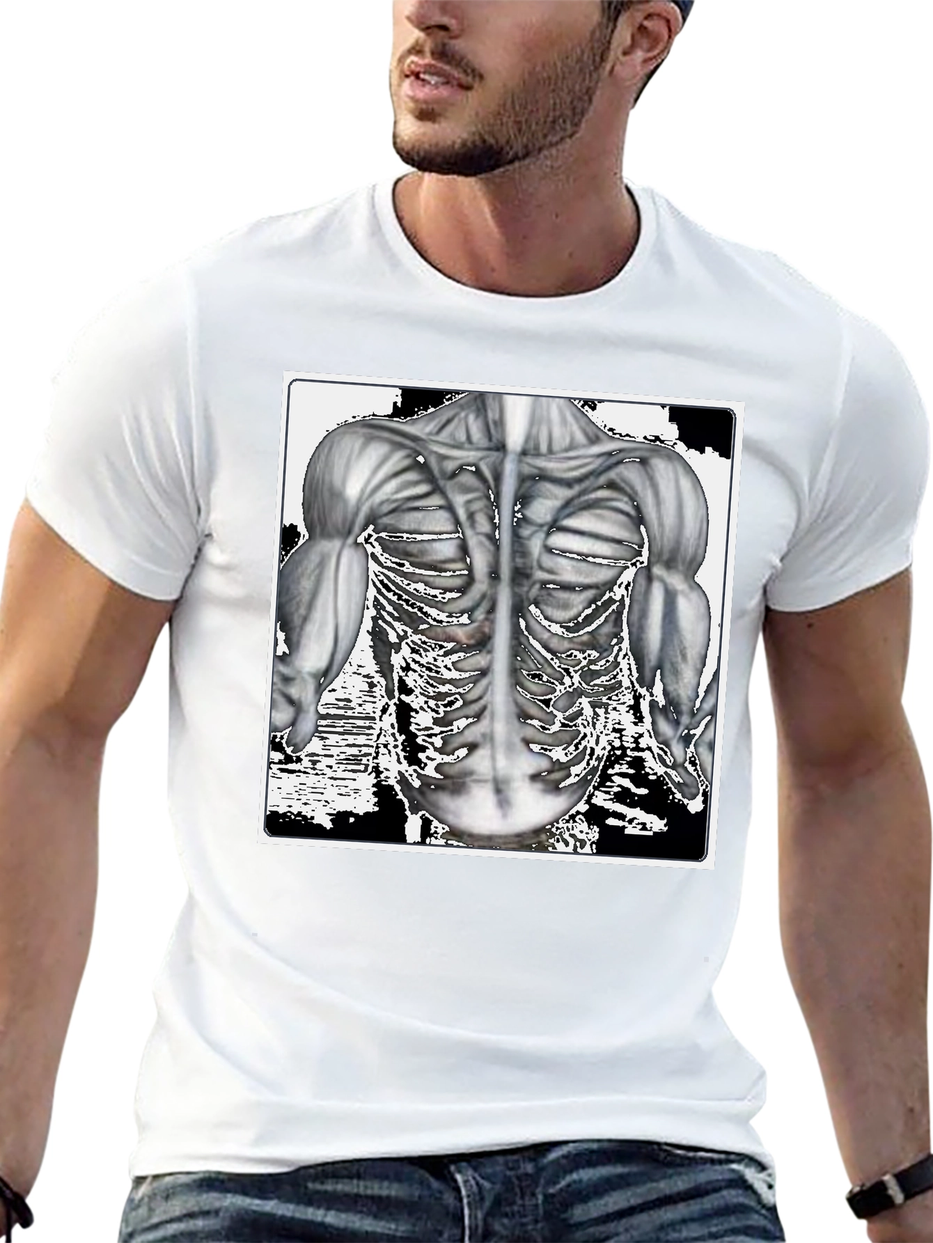 Anatomy Black T-Shirt: Muscle & Bone Design