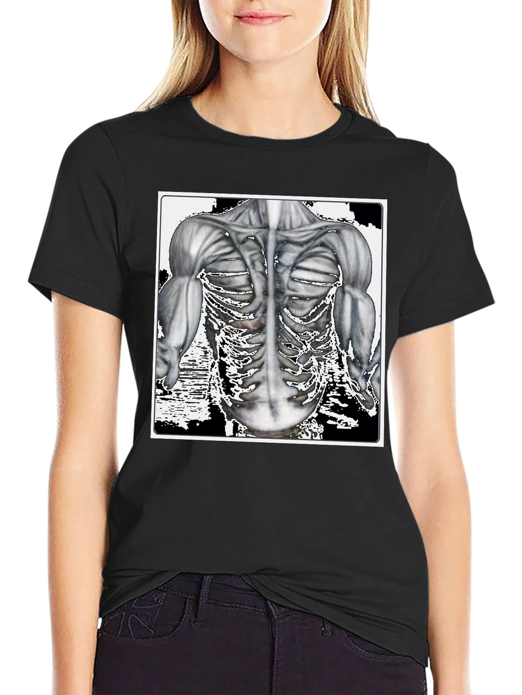 Anatomy Black T-Shirt: Muscle & Bone Design