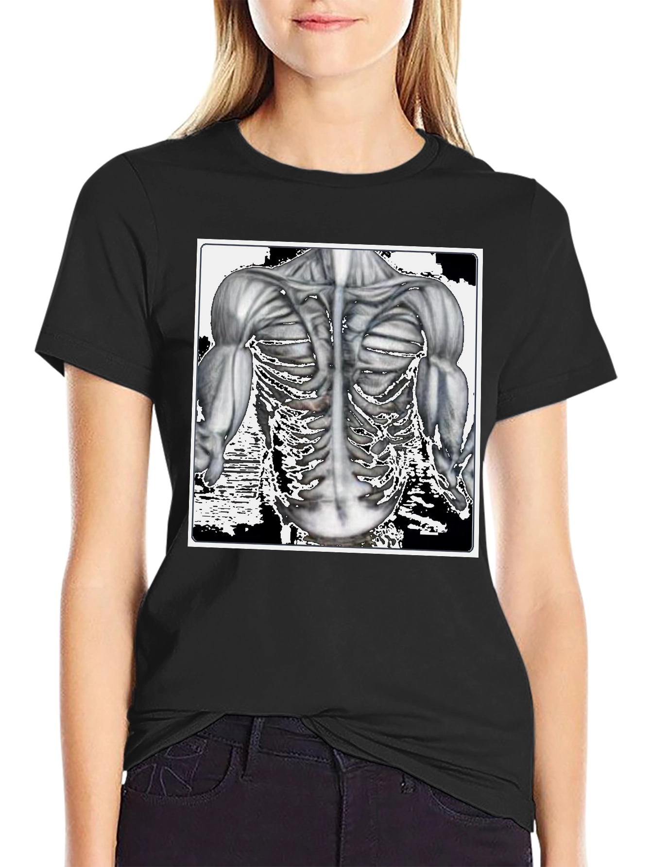 Anatomy Black T-Shirt: Muscle & Bone Design