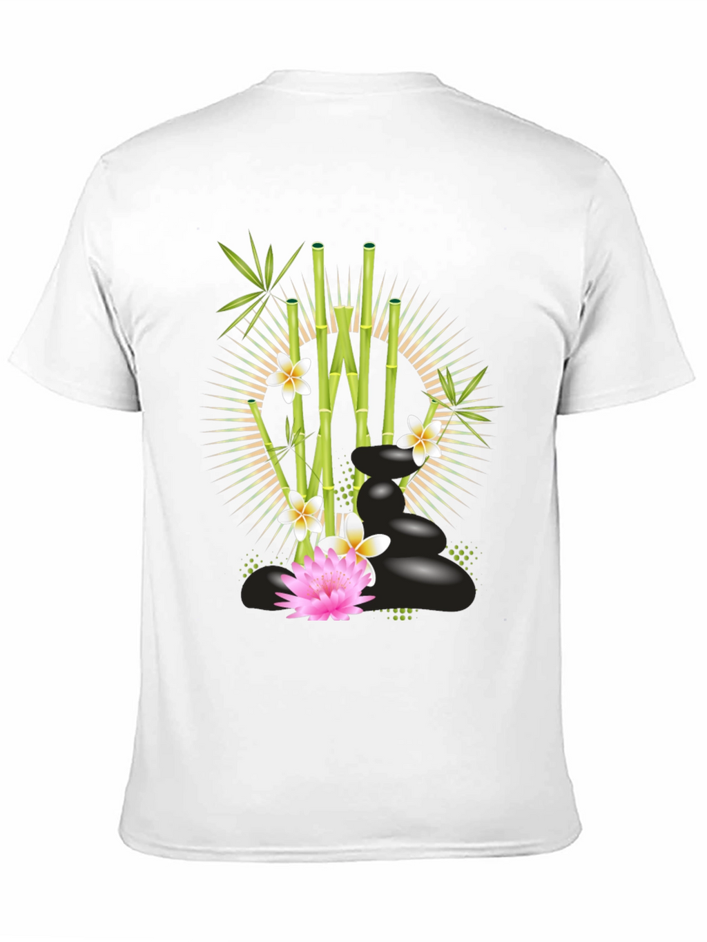 Zen Garden T-Shirt: Bamboo Lotus & Spa Stones Design