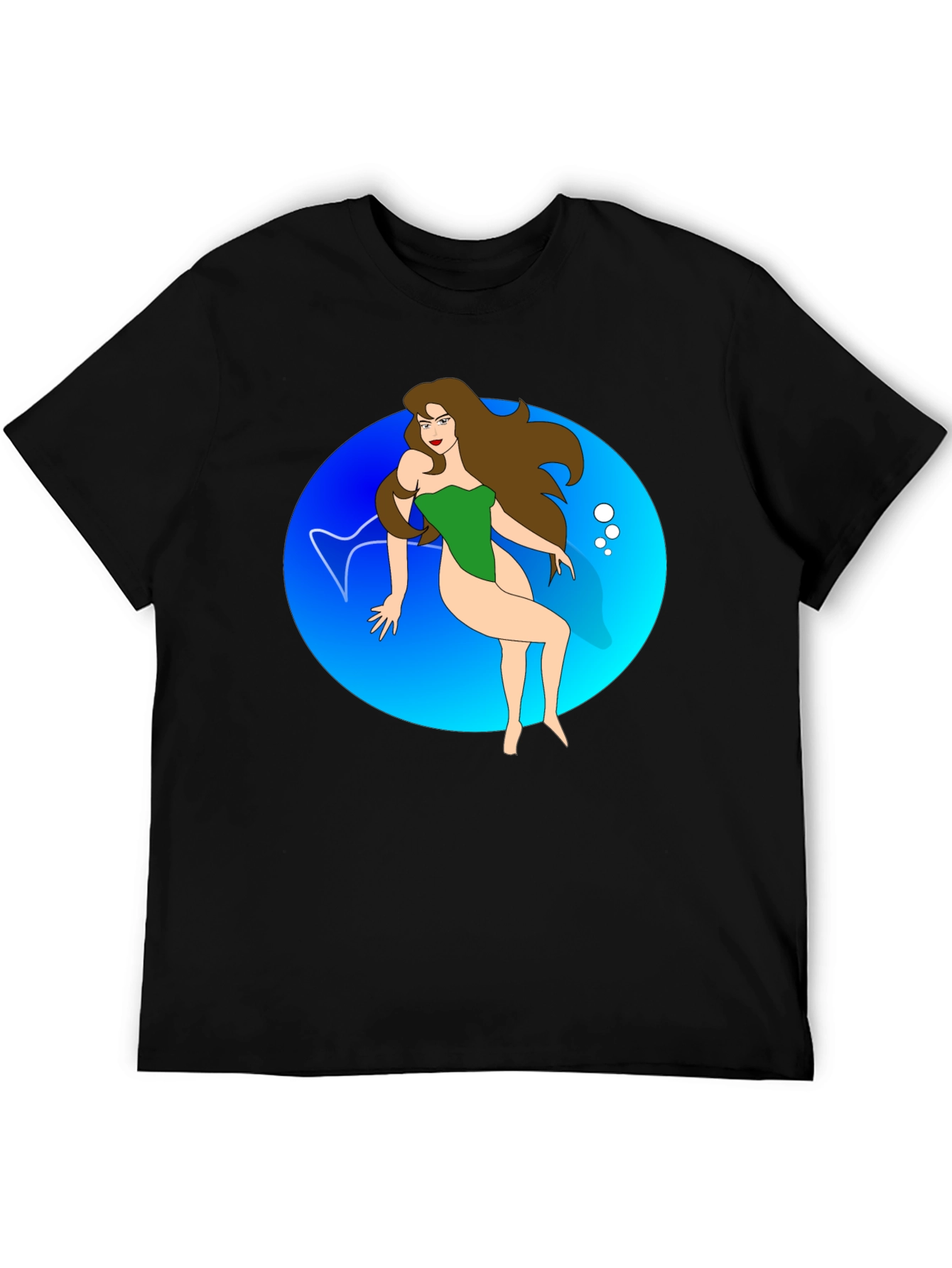 Cartoon Mermaid Black T-Shirt
