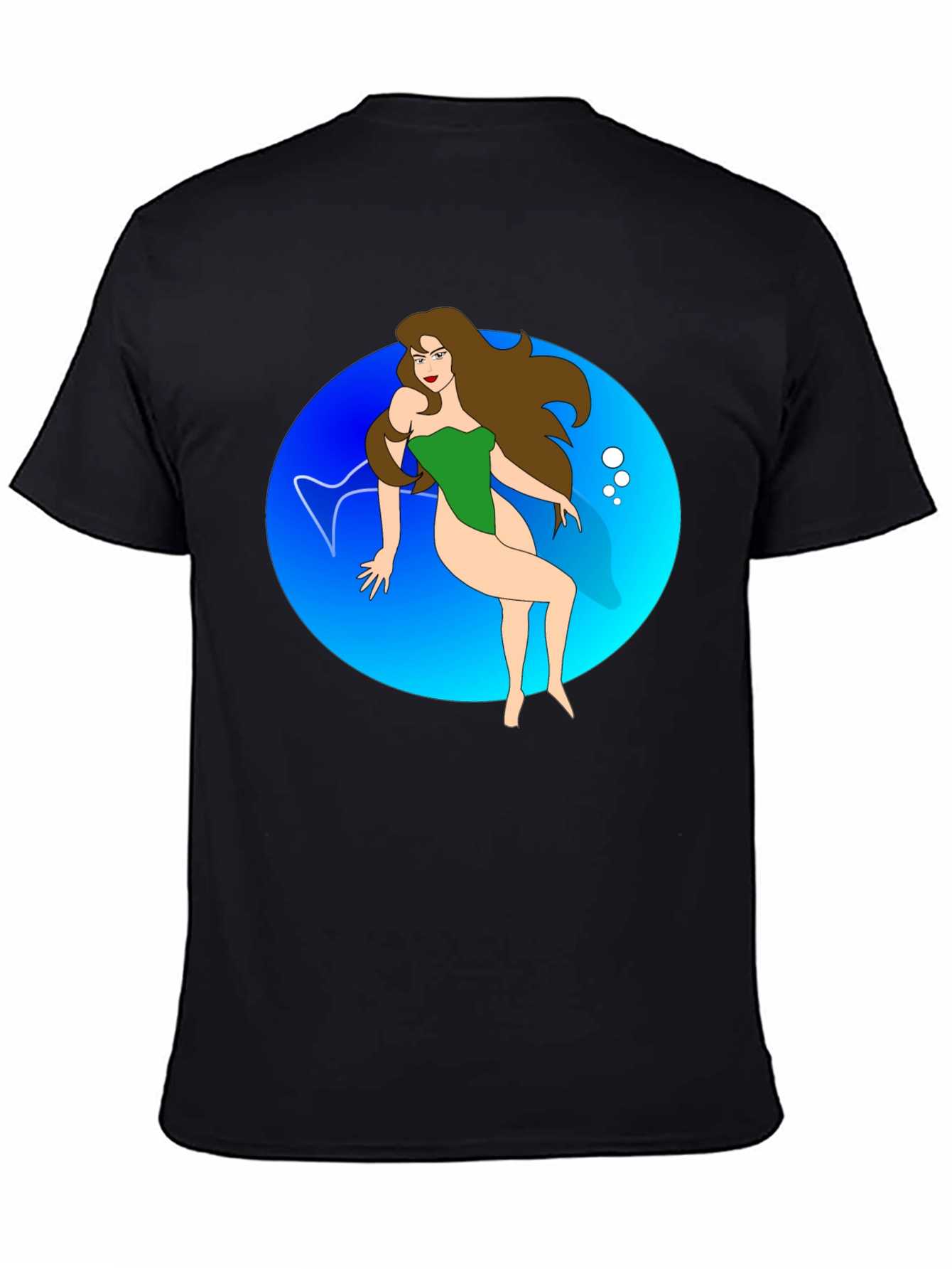 Cartoon Mermaid Black T-Shirt