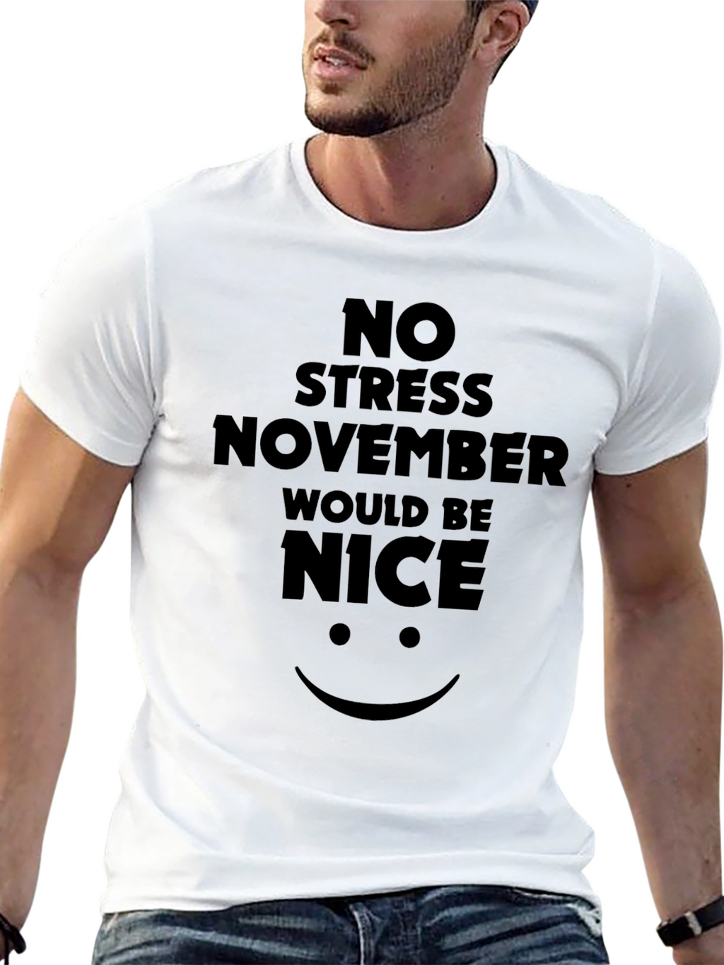 No Stress November T-Shirt - Mens Black Tee