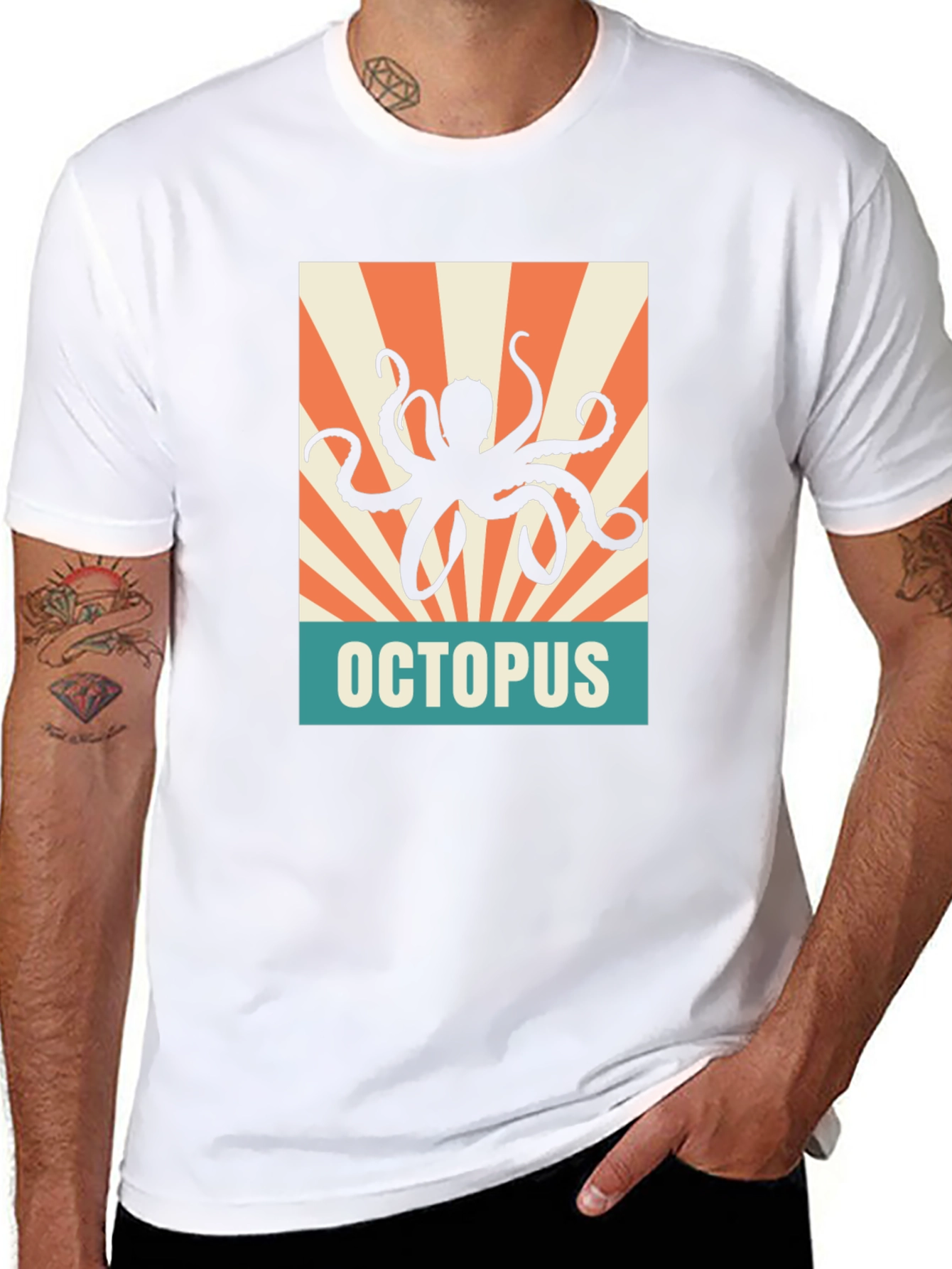 Retro Octopus Graphic Tee - Black Unisex T-Shirt