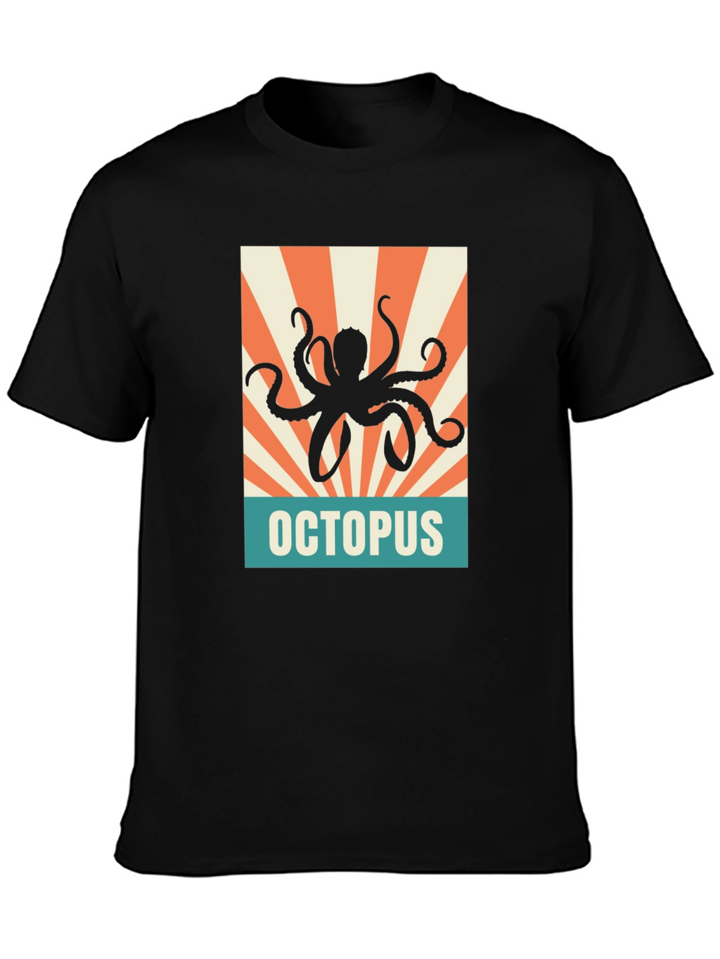 Retro Octopus Graphic Tee - Black Unisex T-Shirt