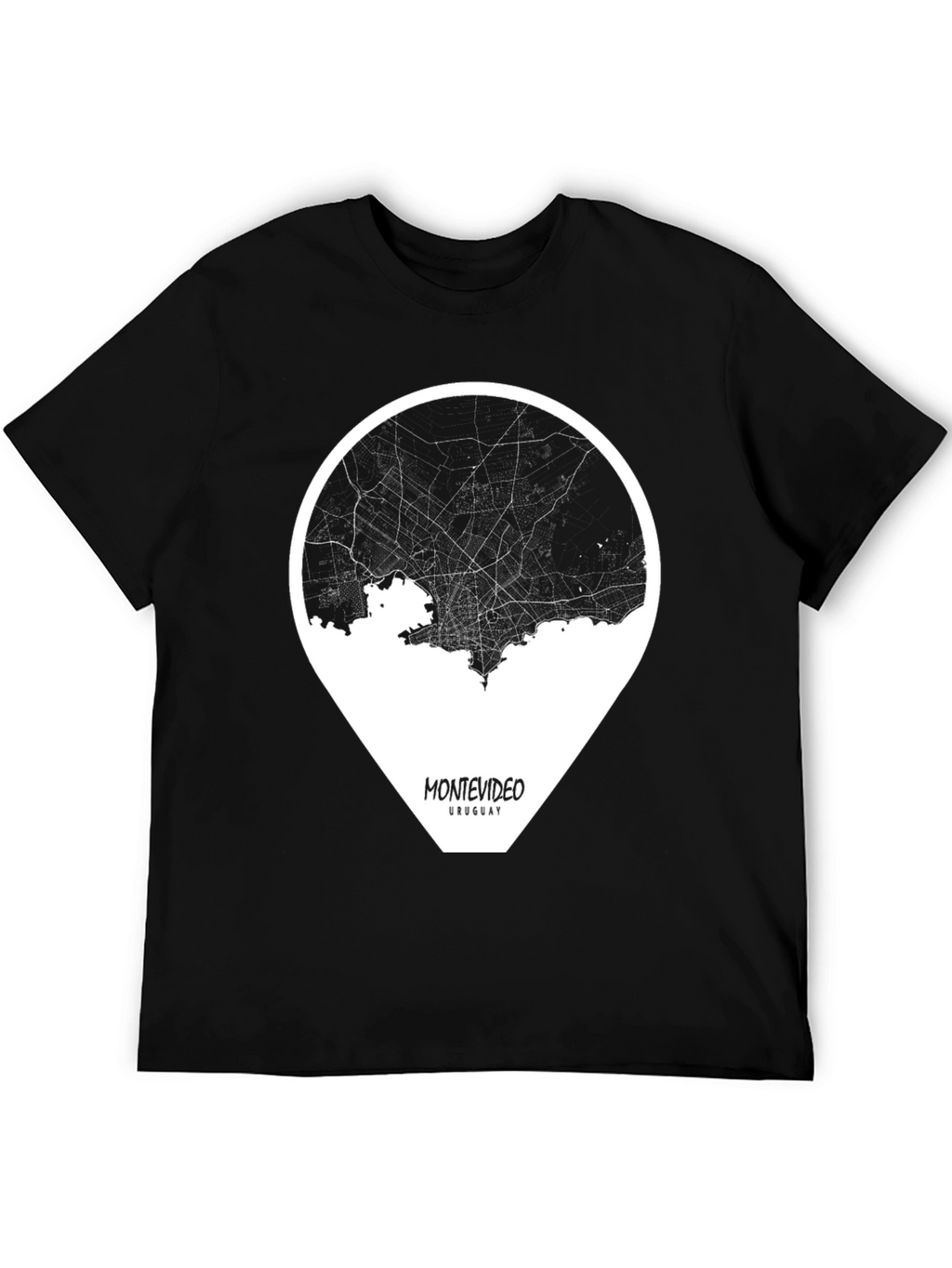 Montevideo Uruguay Black Map T-Shirt