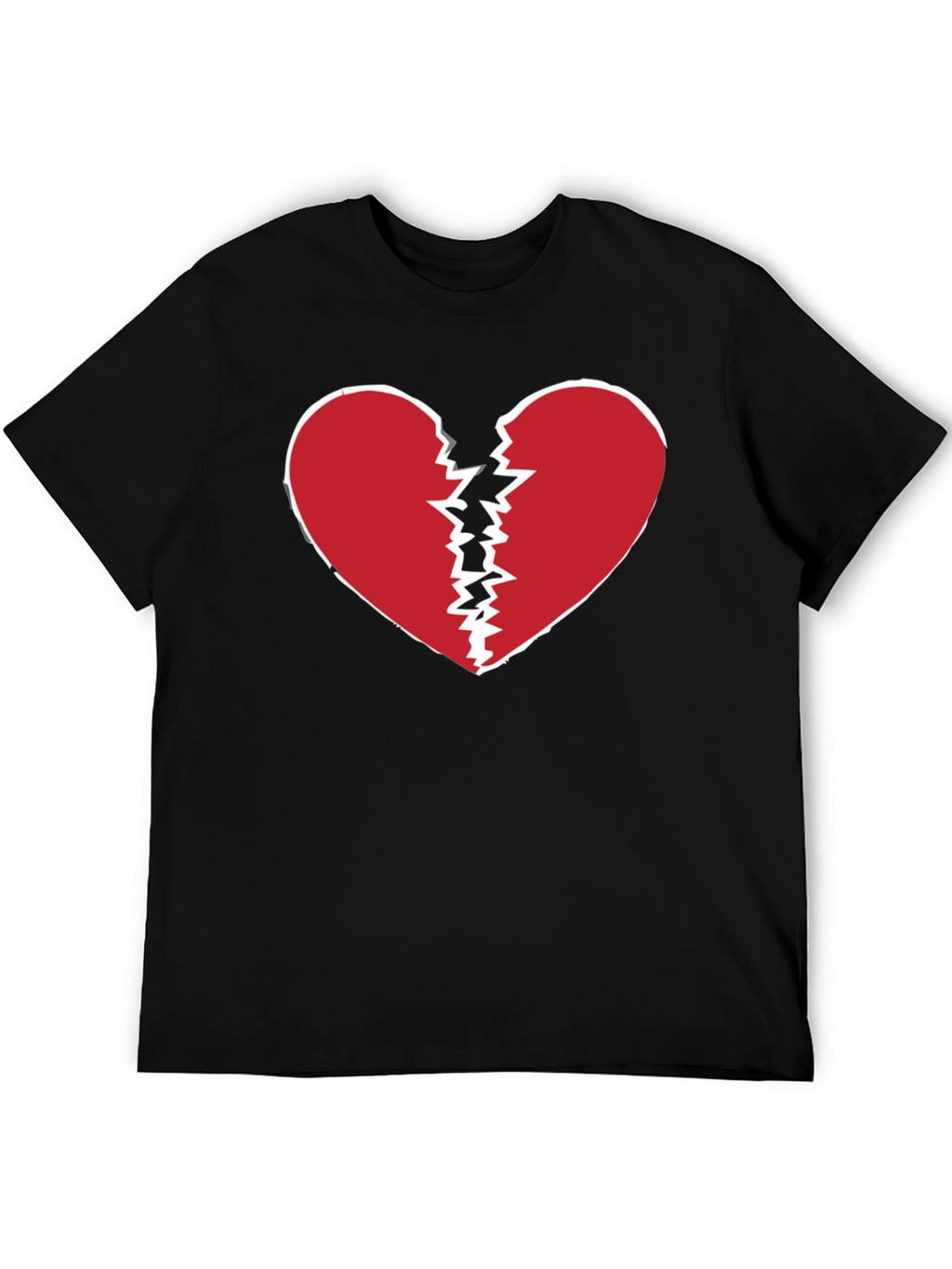 Broken Heart Graphic Tee - Black Crew Neck T-Shirt