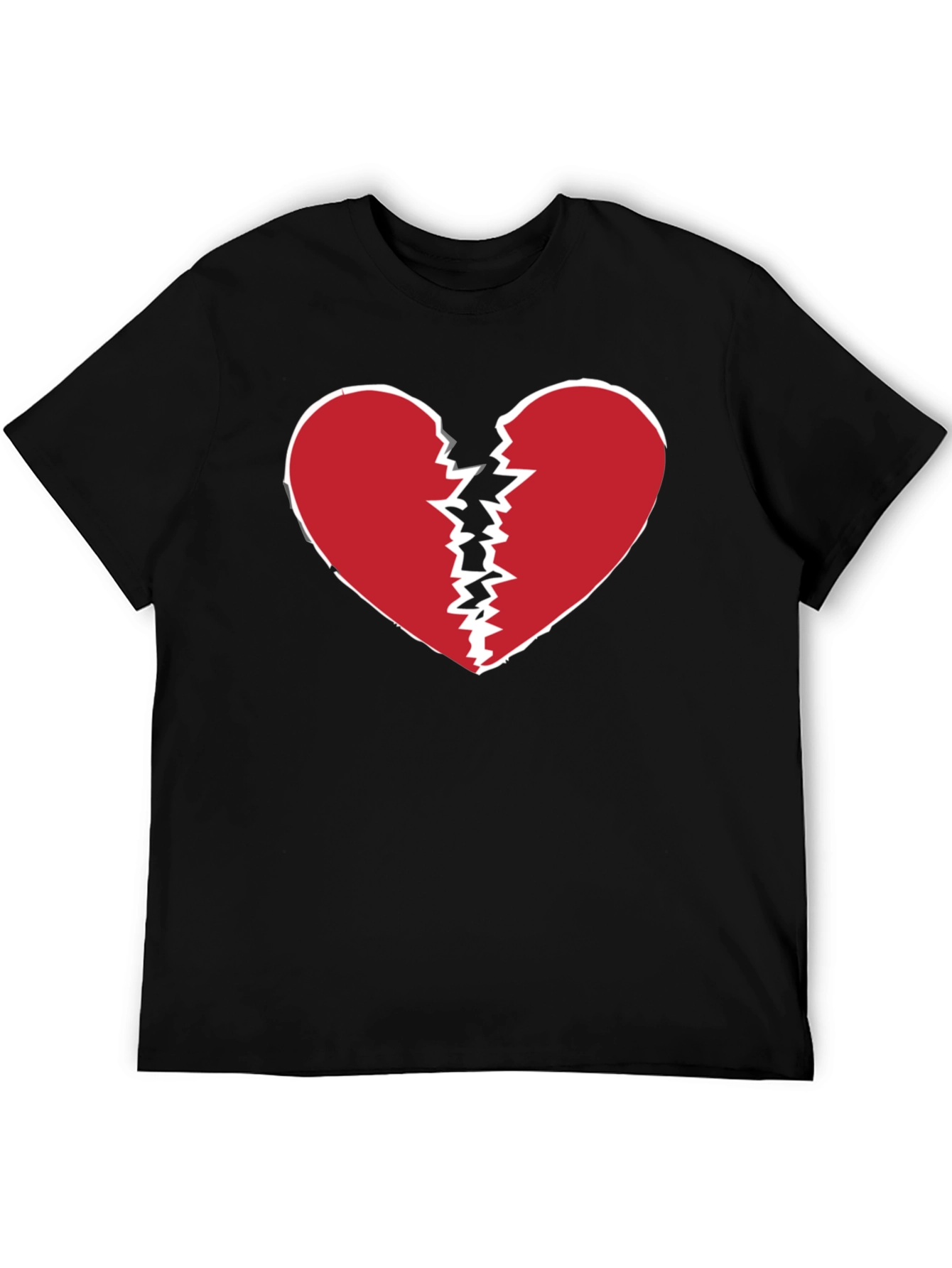 Broken Heart Graphic Tee - Black Crew Neck T-Shirt