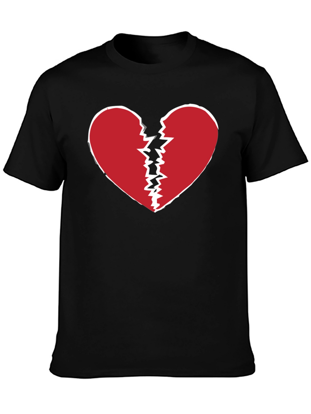 Broken Heart Graphic Tee - Black Crew Neck T-Shirt