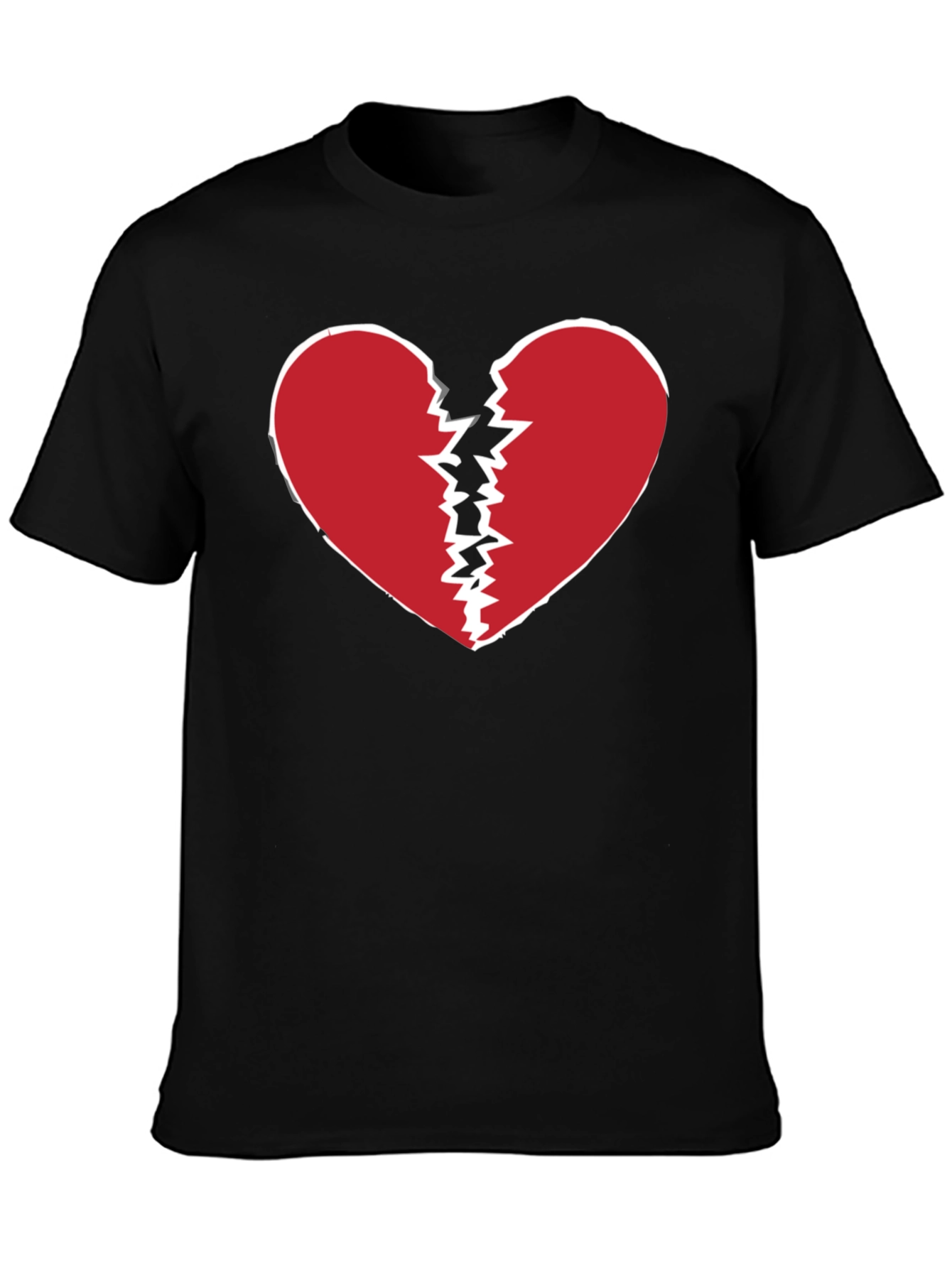 Broken Heart Graphic Tee - Black Crew Neck T-Shirt