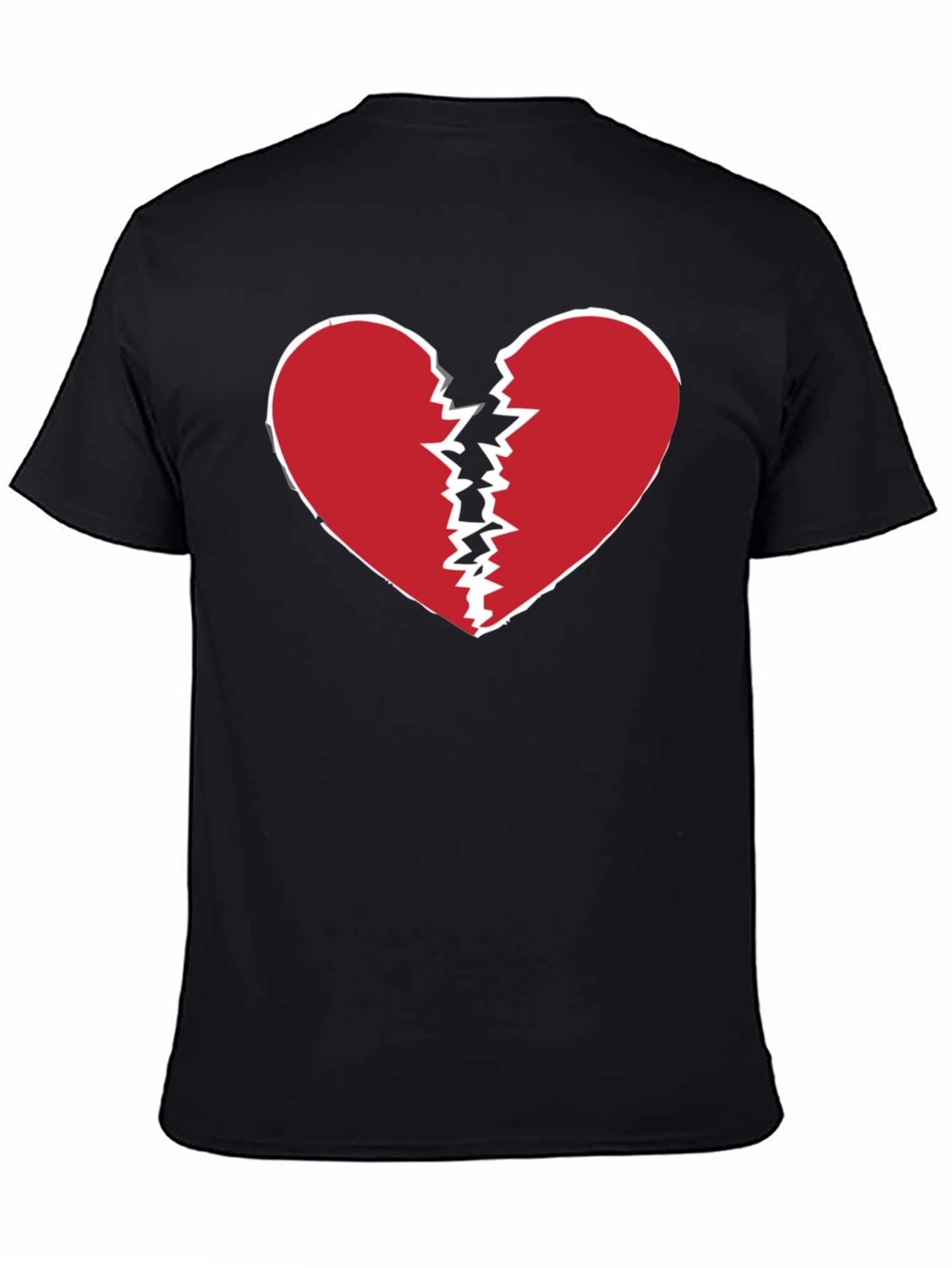 Broken Heart Graphic Tee - Black Crew Neck T-Shirt