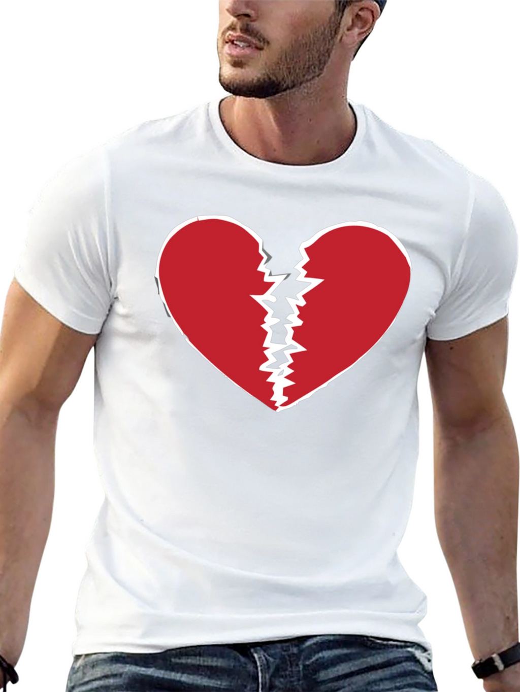 Broken Heart Graphic Tee - Black Crew Neck T-Shirt