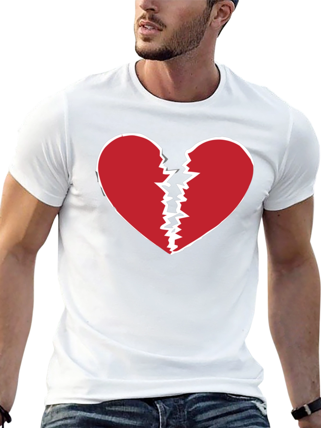 Broken Heart Graphic Tee - Black Crew Neck T-Shirt