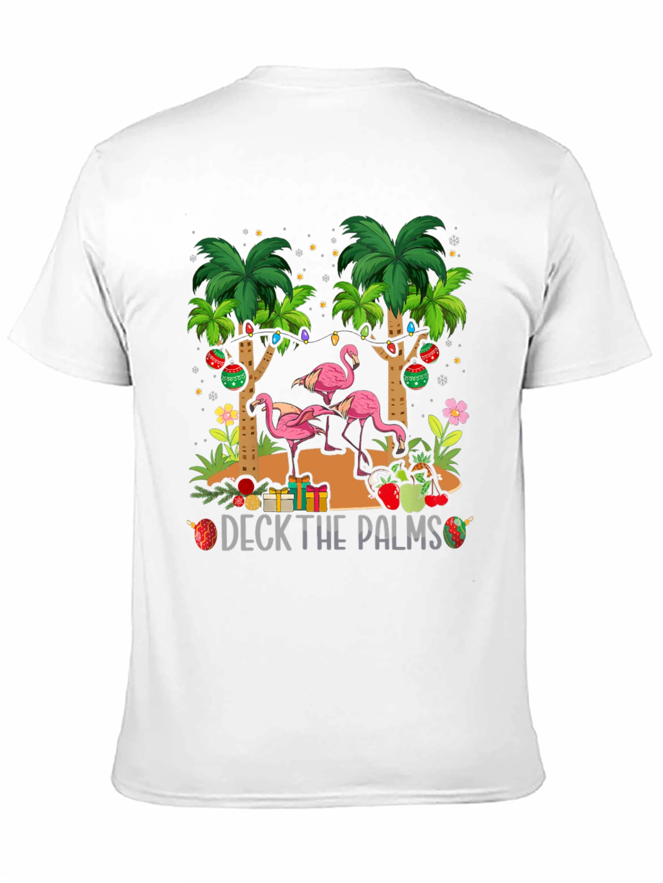 Deck the Palms Flamingo Christmas T-Shirt