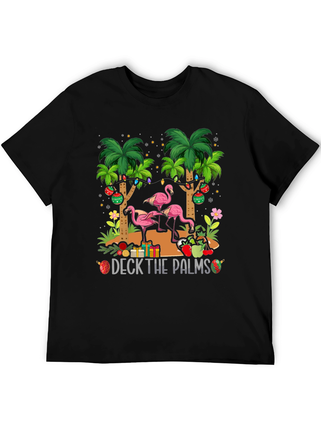 Deck the Palms Flamingo Christmas T-Shirt