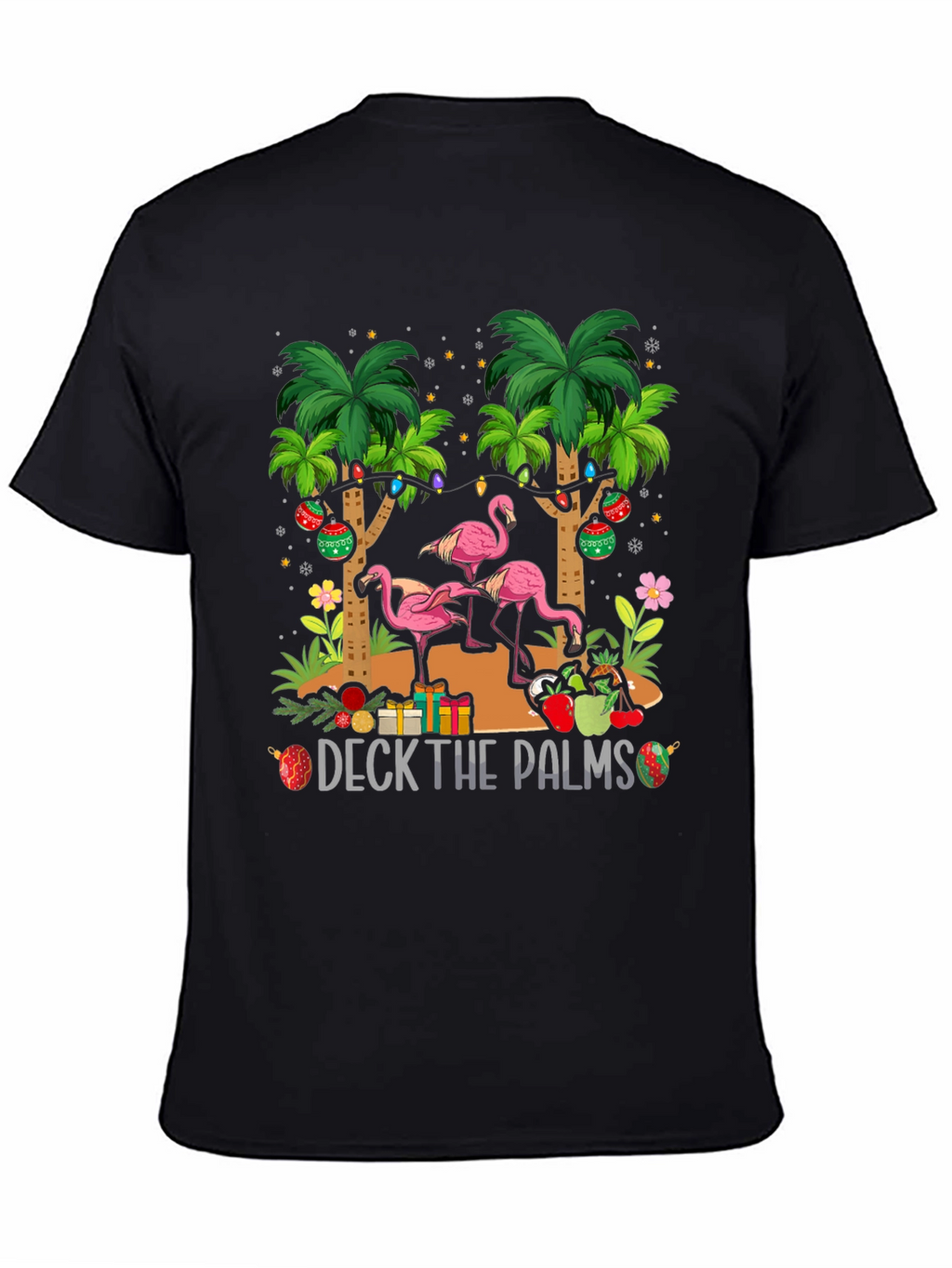 Deck the Palms Flamingo Christmas T-Shirt