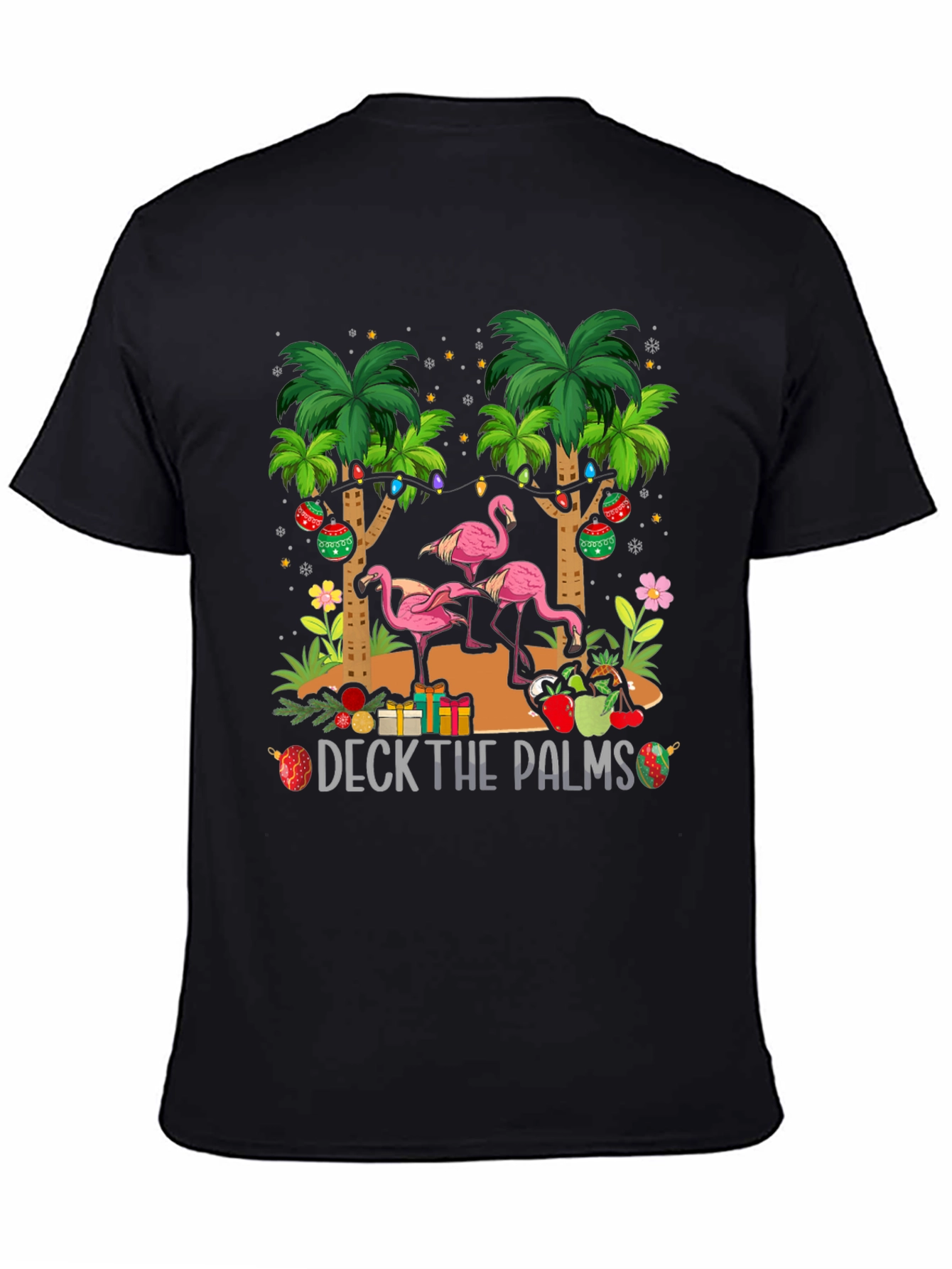 Deck the Palms Flamingo Christmas T-Shirt