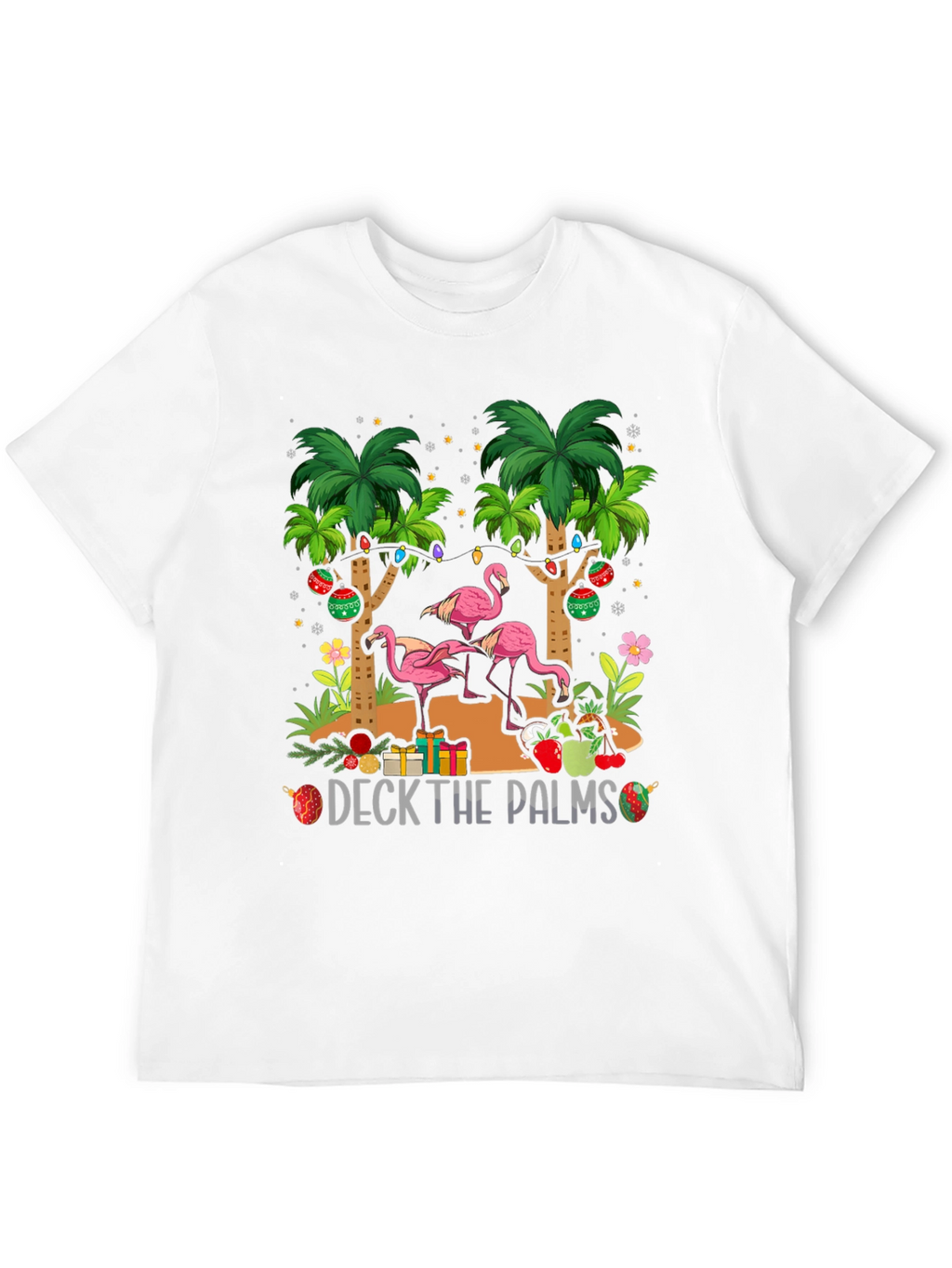 Deck the Palms Flamingo Christmas T-Shirt