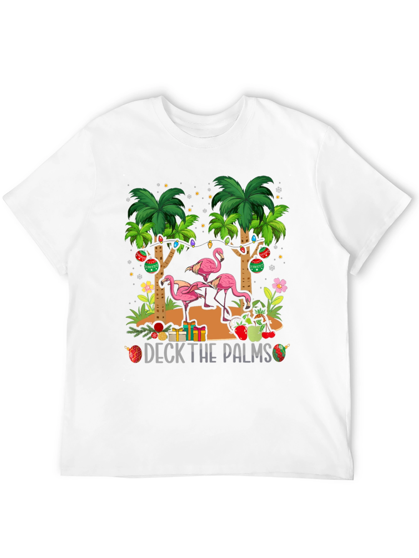 Deck the Palms Flamingo Christmas T-Shirt