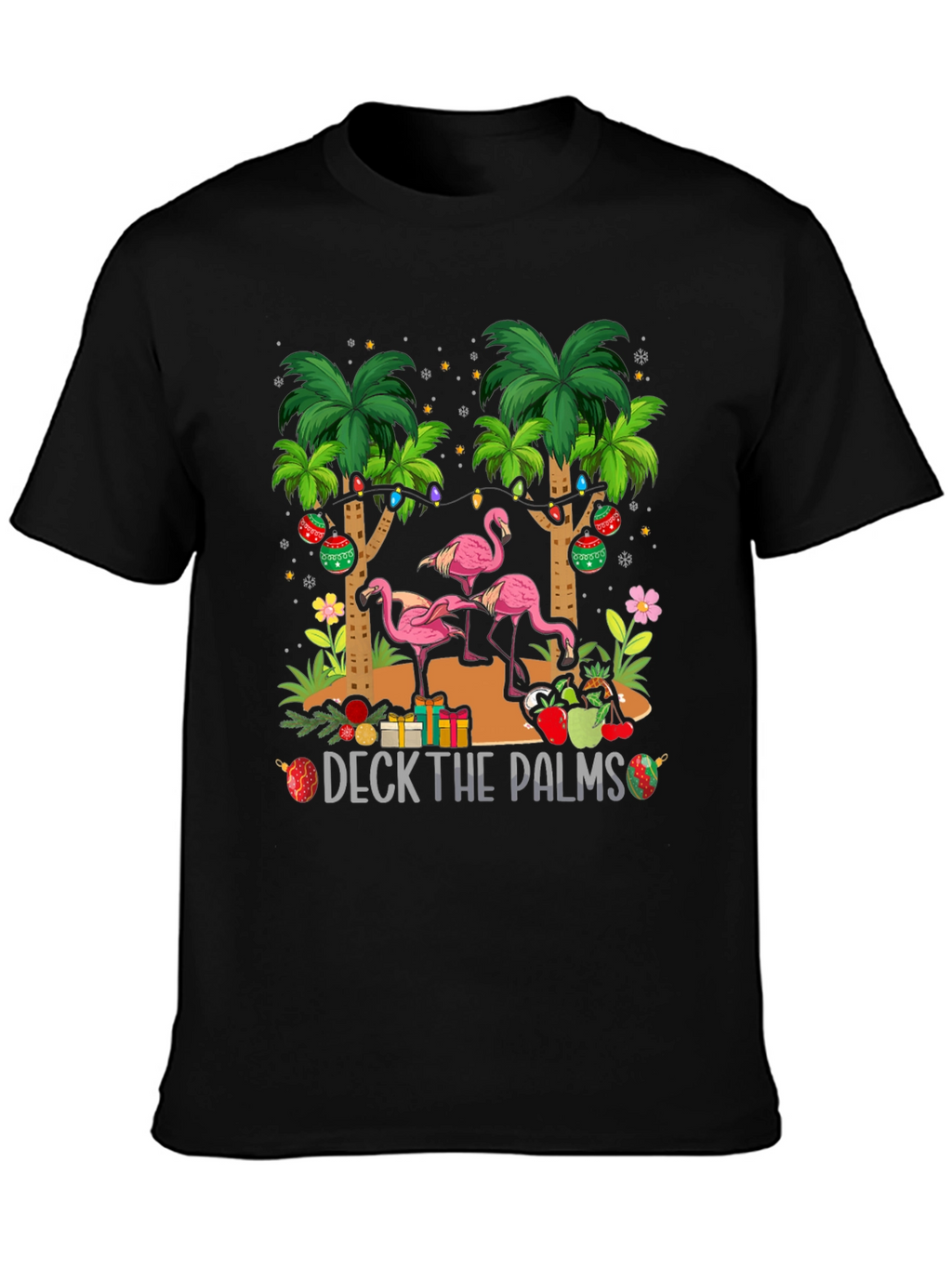 Deck the Palms Flamingo Christmas T-Shirt