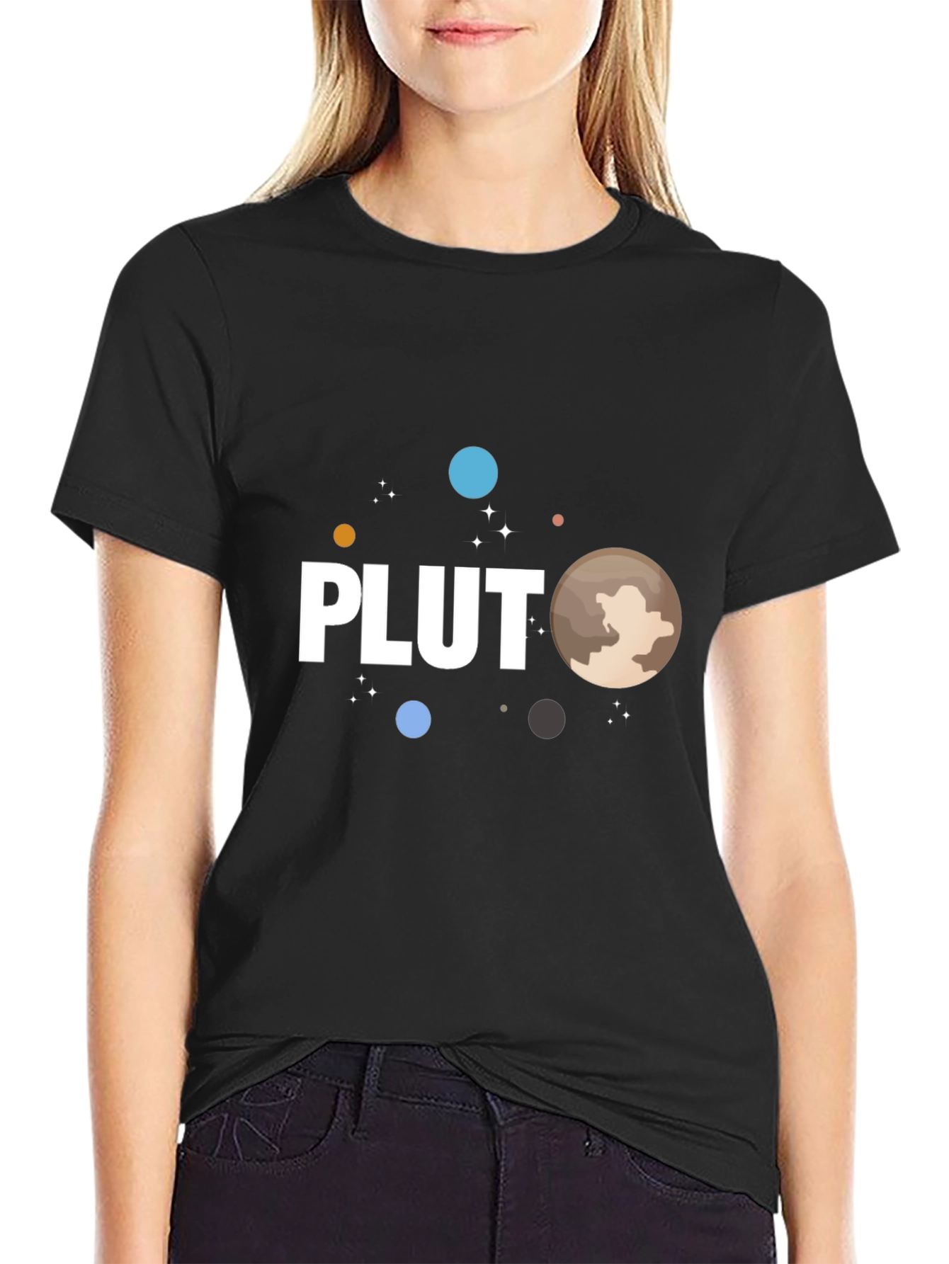 Pluto Graphic T-Shirt Black Crew Neck Tee