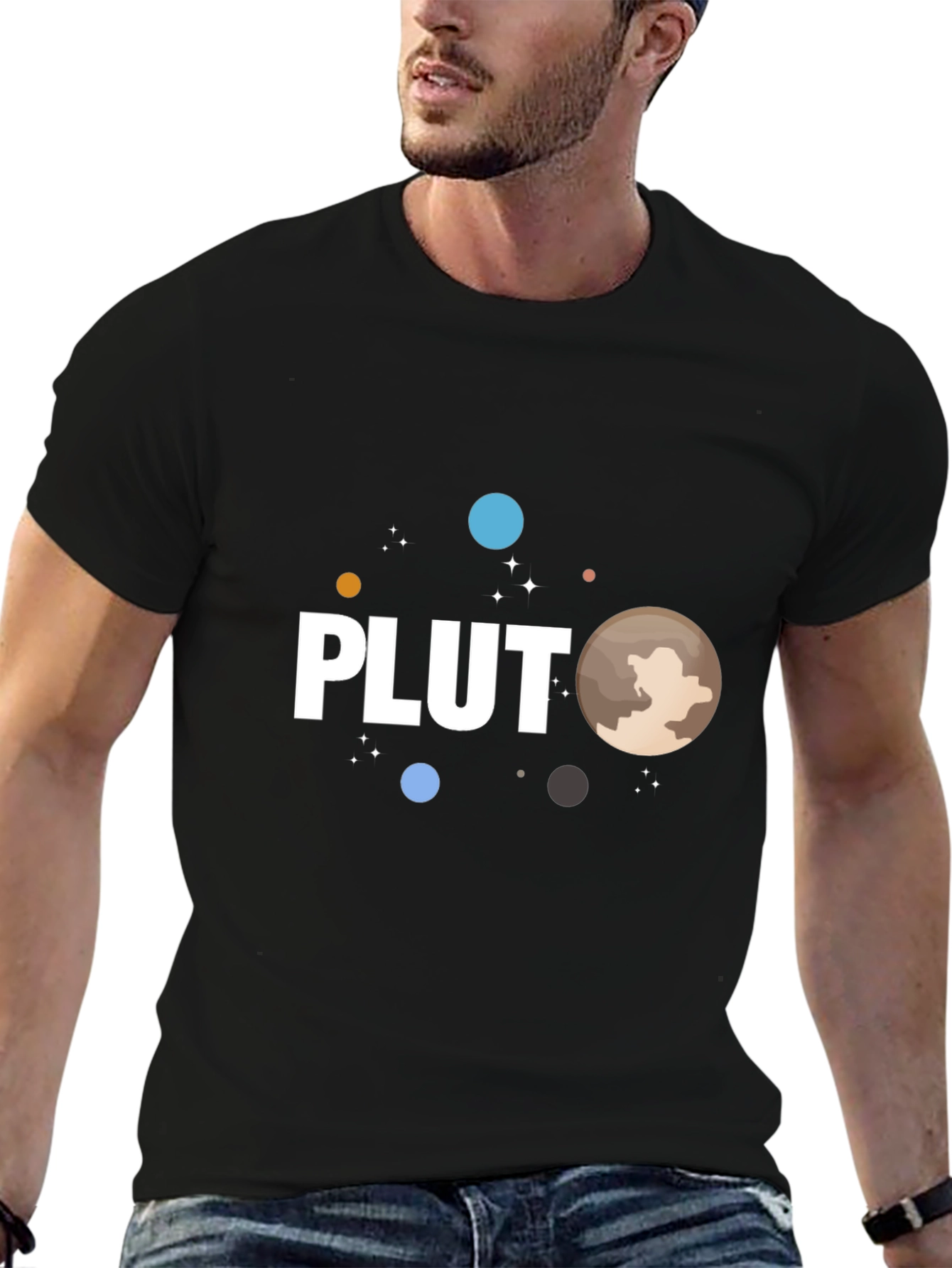Pluto Graphic T-Shirt Black Crew Neck Tee