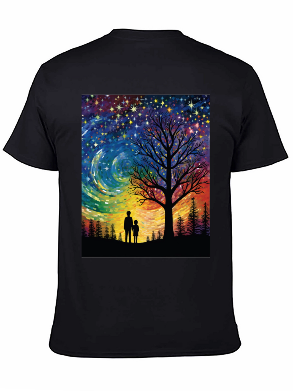 Starry Night Tree Silhouette Graphic Tee