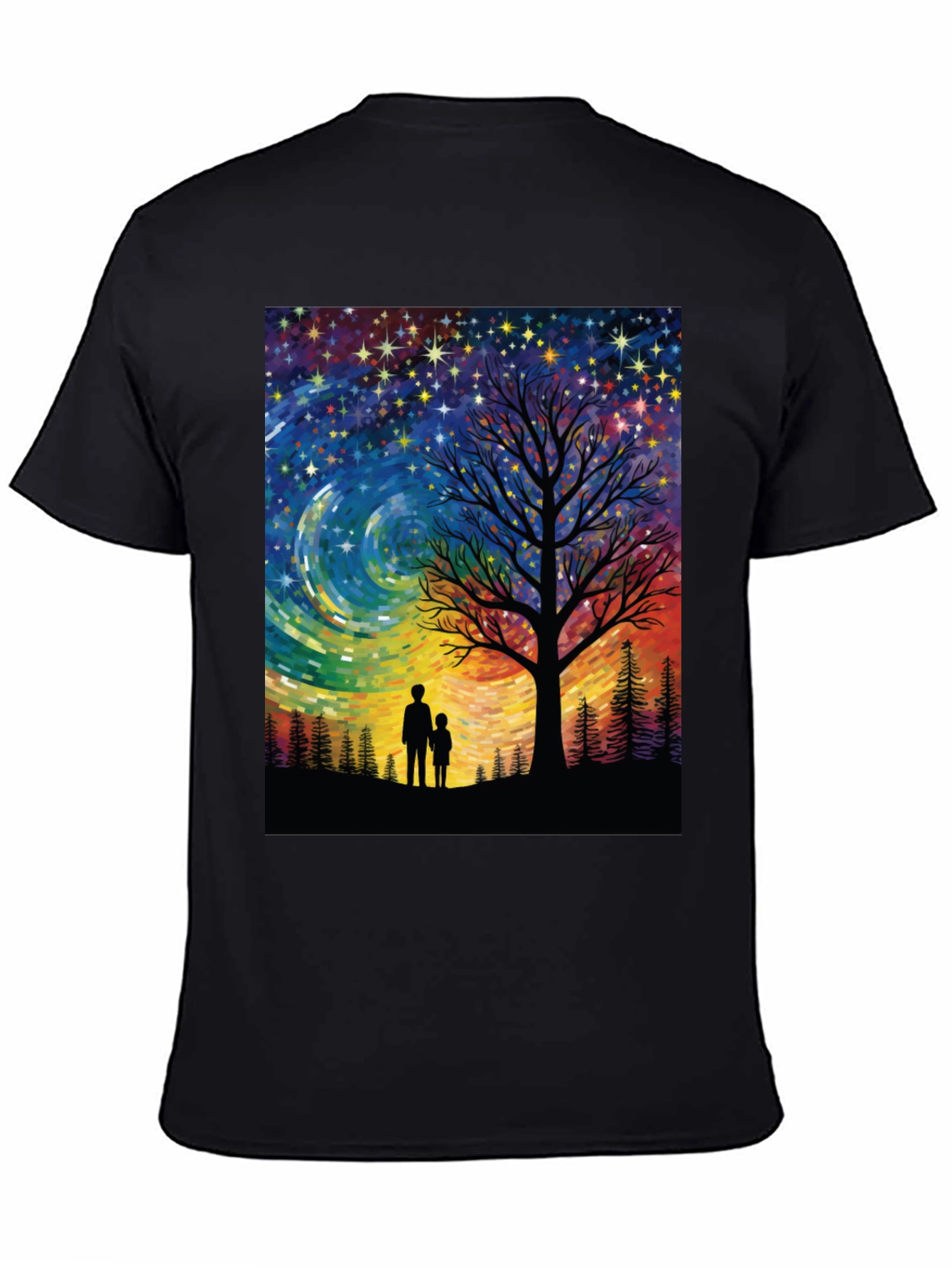 Starry Night Tree Silhouette Graphic Tee