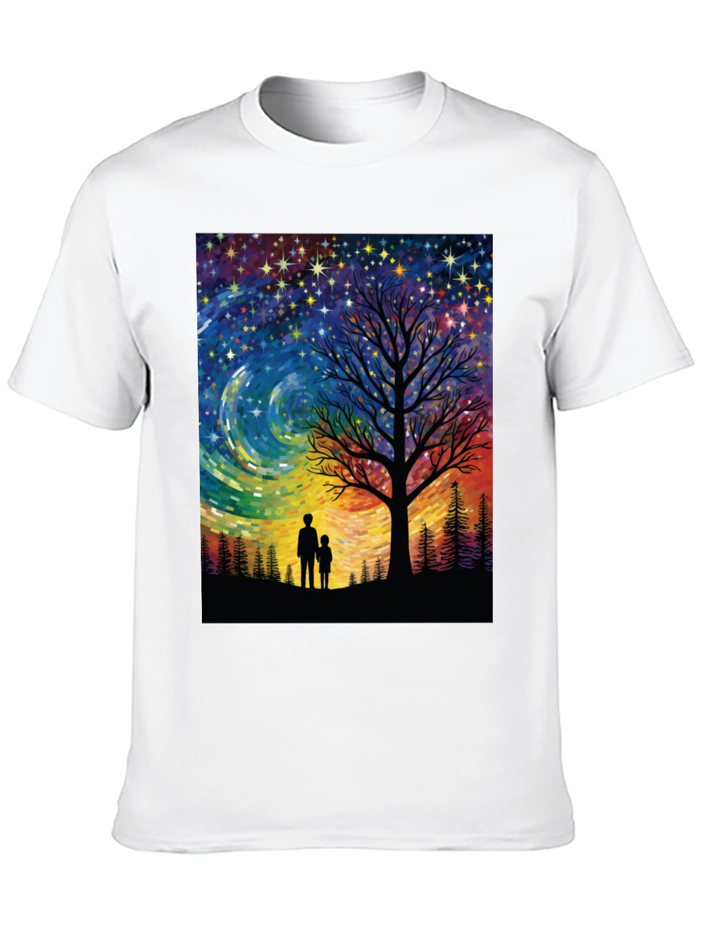 Starry Night Tree Silhouette Graphic Tee