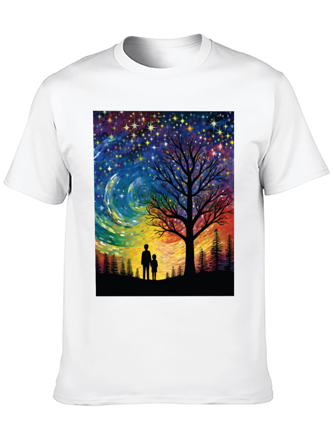 Starry Night Tree Silhouette Graphic Tee