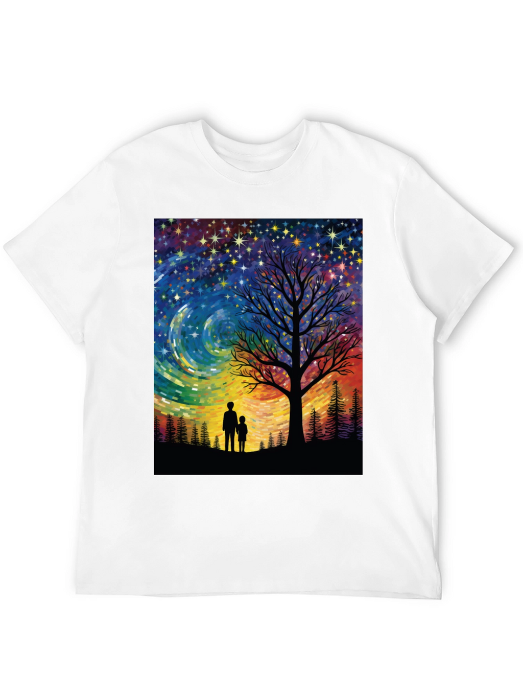 Starry Night Tree Silhouette Graphic Tee
