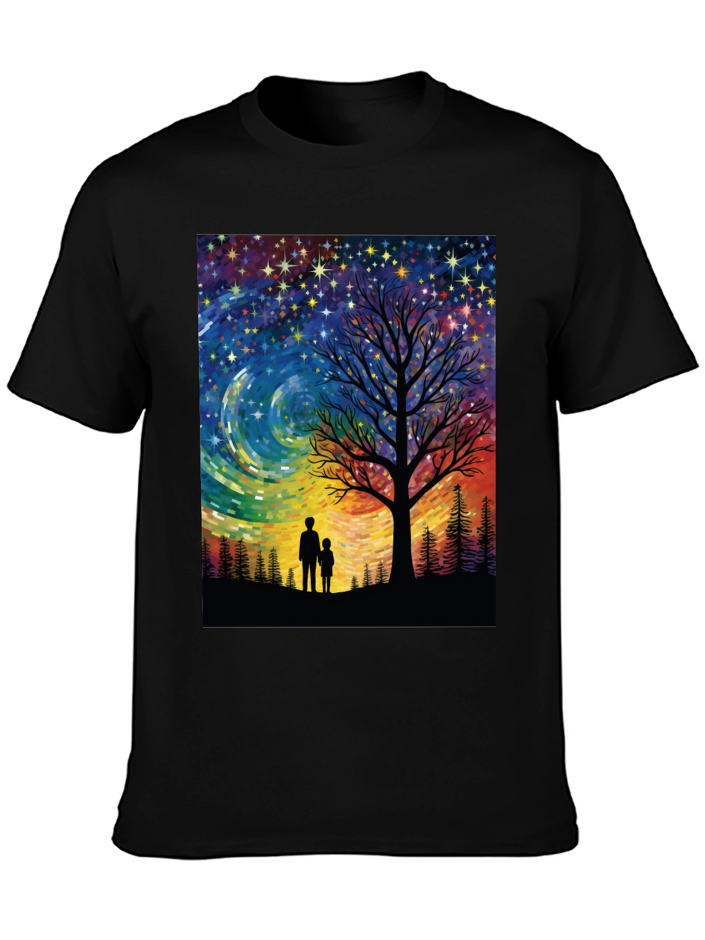 Starry Night Tree Silhouette Graphic Tee