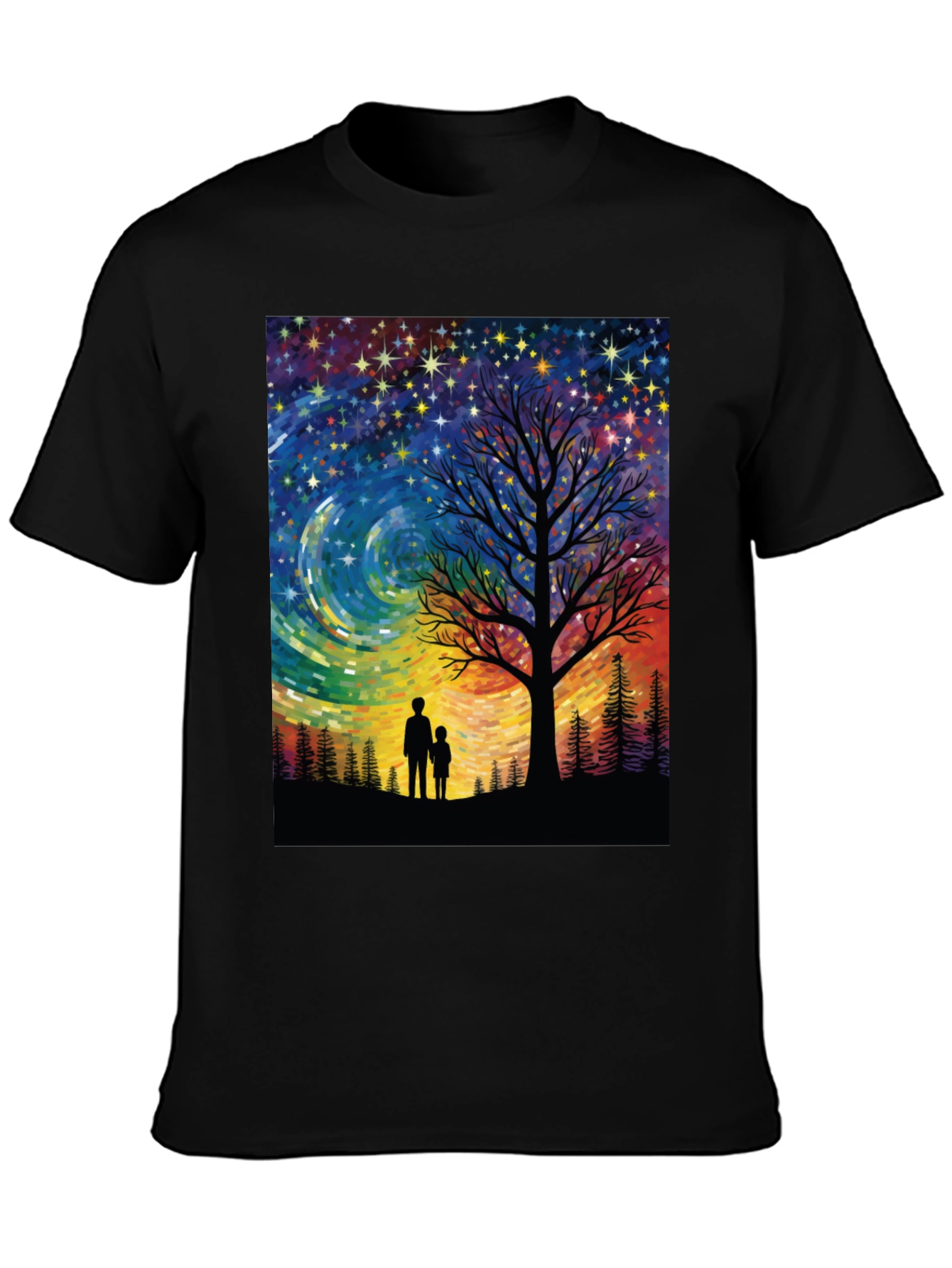 Starry Night Tree Silhouette Graphic Tee