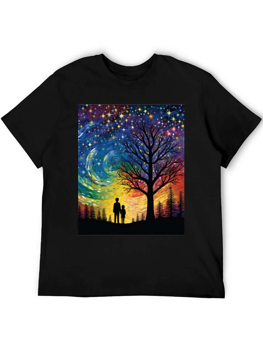 Starry Night Tree Silhouette Graphic Tee