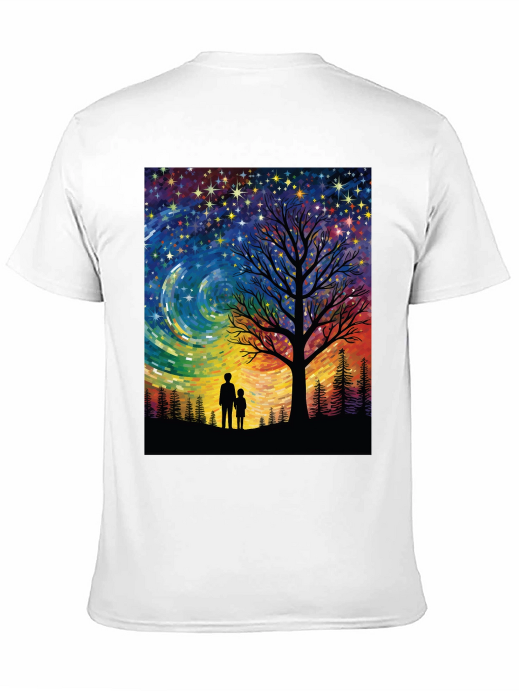 Starry Night Tree Silhouette Graphic Tee