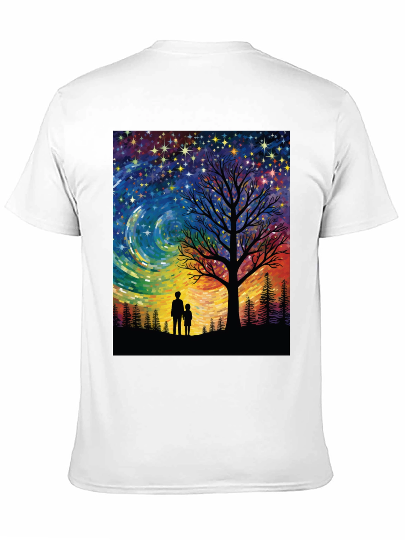 Starry Night Tree Silhouette Graphic Tee