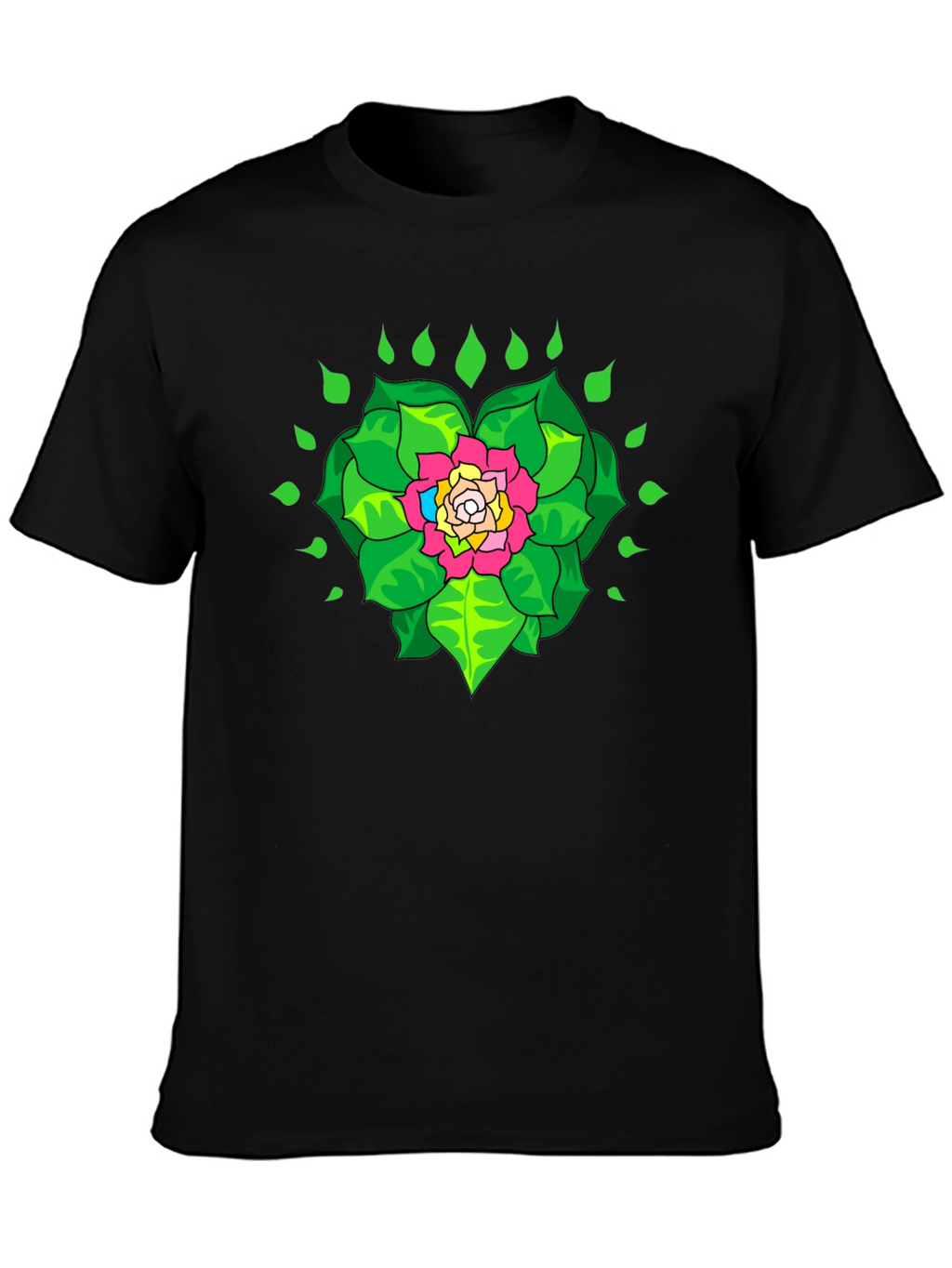 Floral Mandala Graphic Black T-Shirt