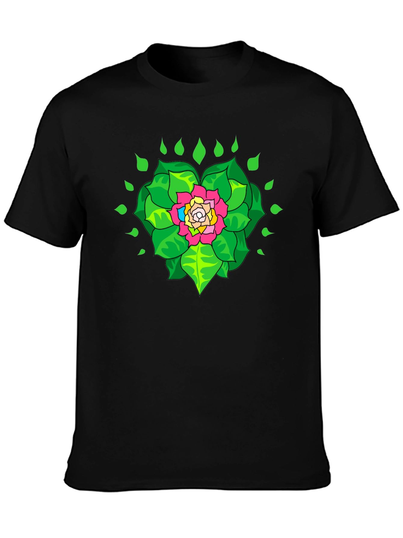 Floral Mandala Graphic Black T-Shirt