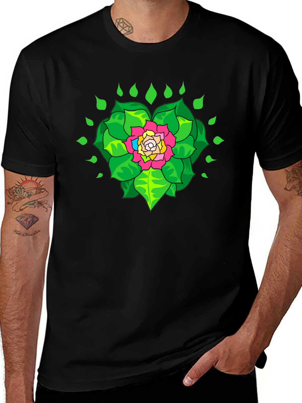 Floral Mandala Graphic Black T-Shirt