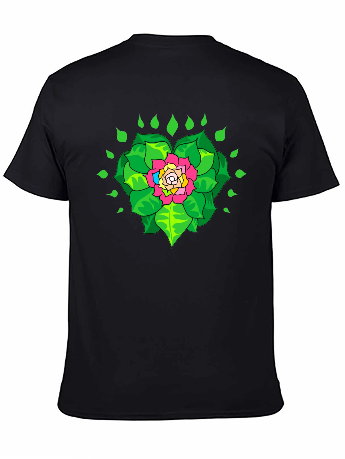 Floral Mandala Graphic Black T-Shirt