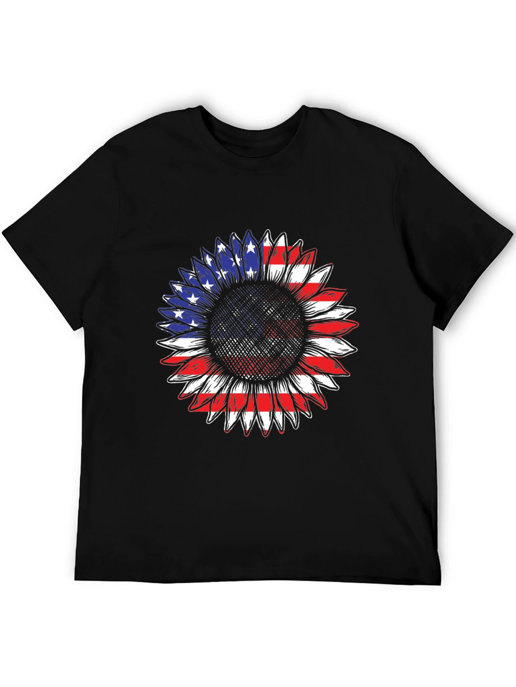 American Flag Sunflower T-Shirt - Patriotic Design