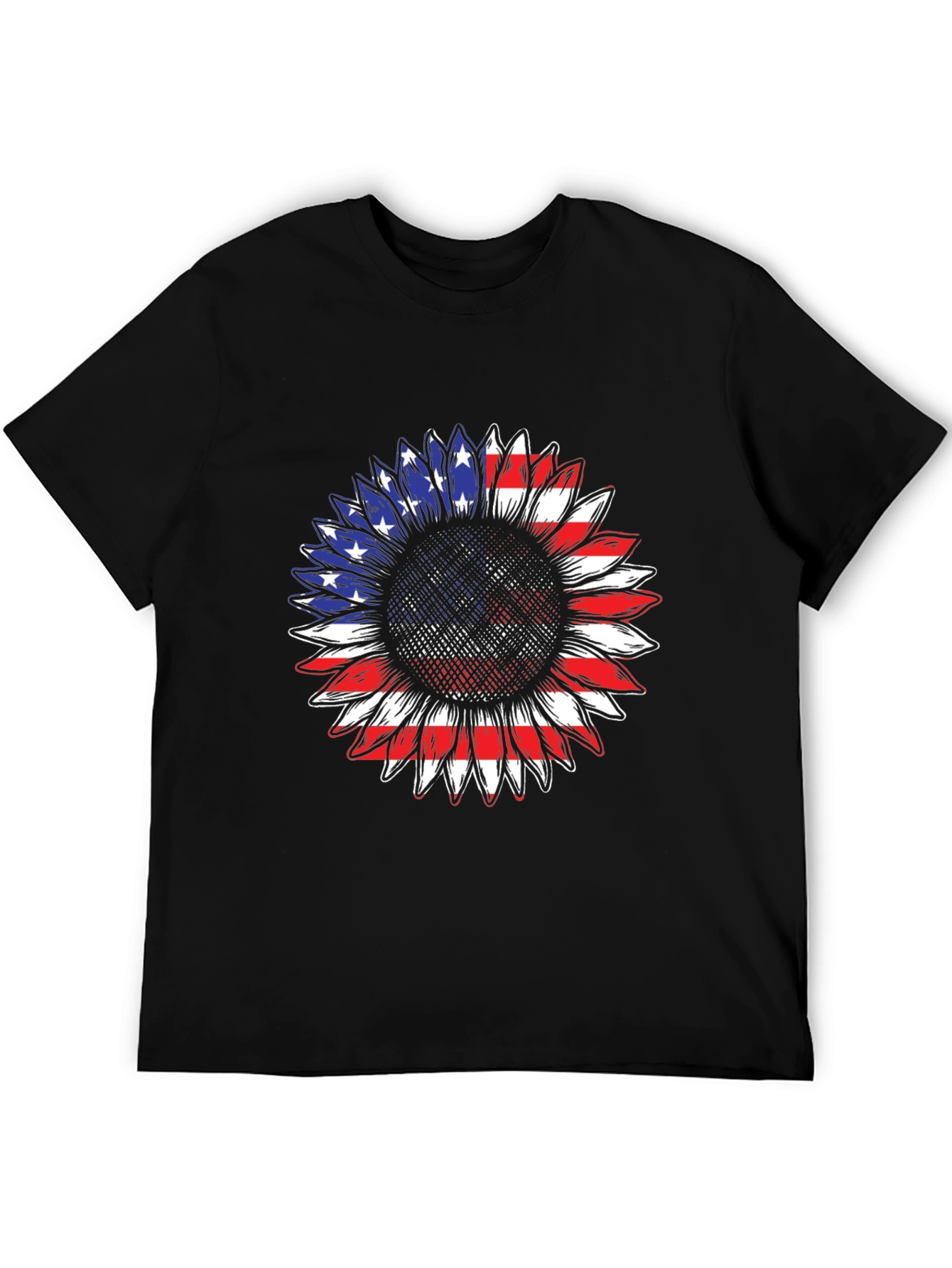 American Flag Sunflower T-Shirt - Patriotic Design