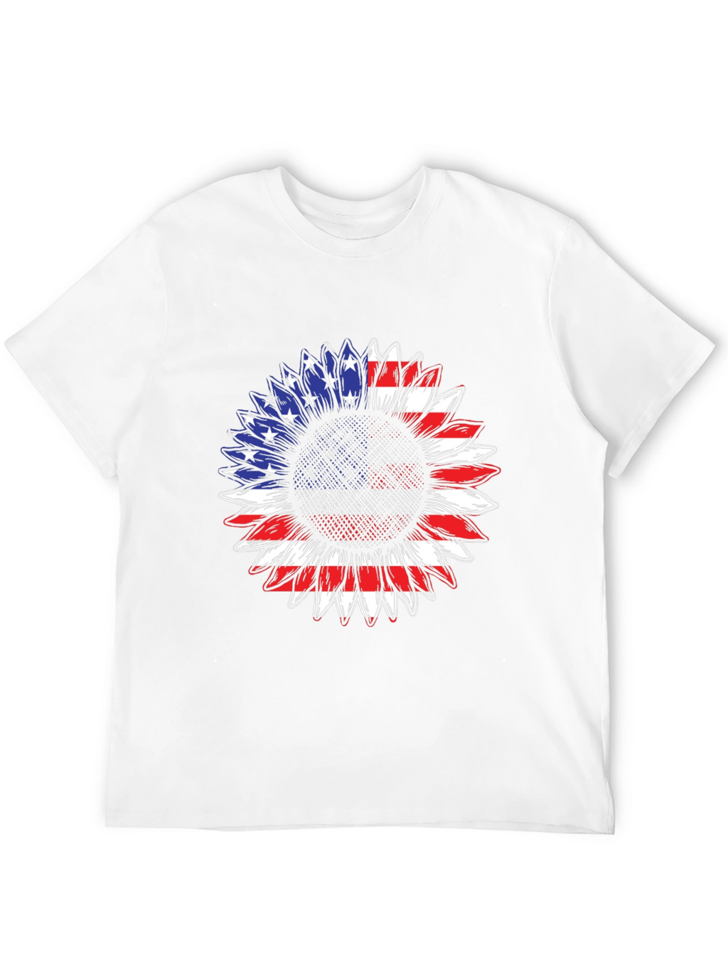 American Flag Sunflower T-Shirt - Patriotic Design