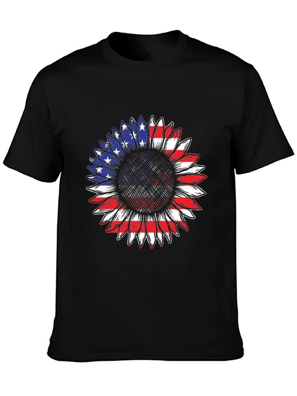 American Flag Sunflower T-Shirt - Patriotic Design