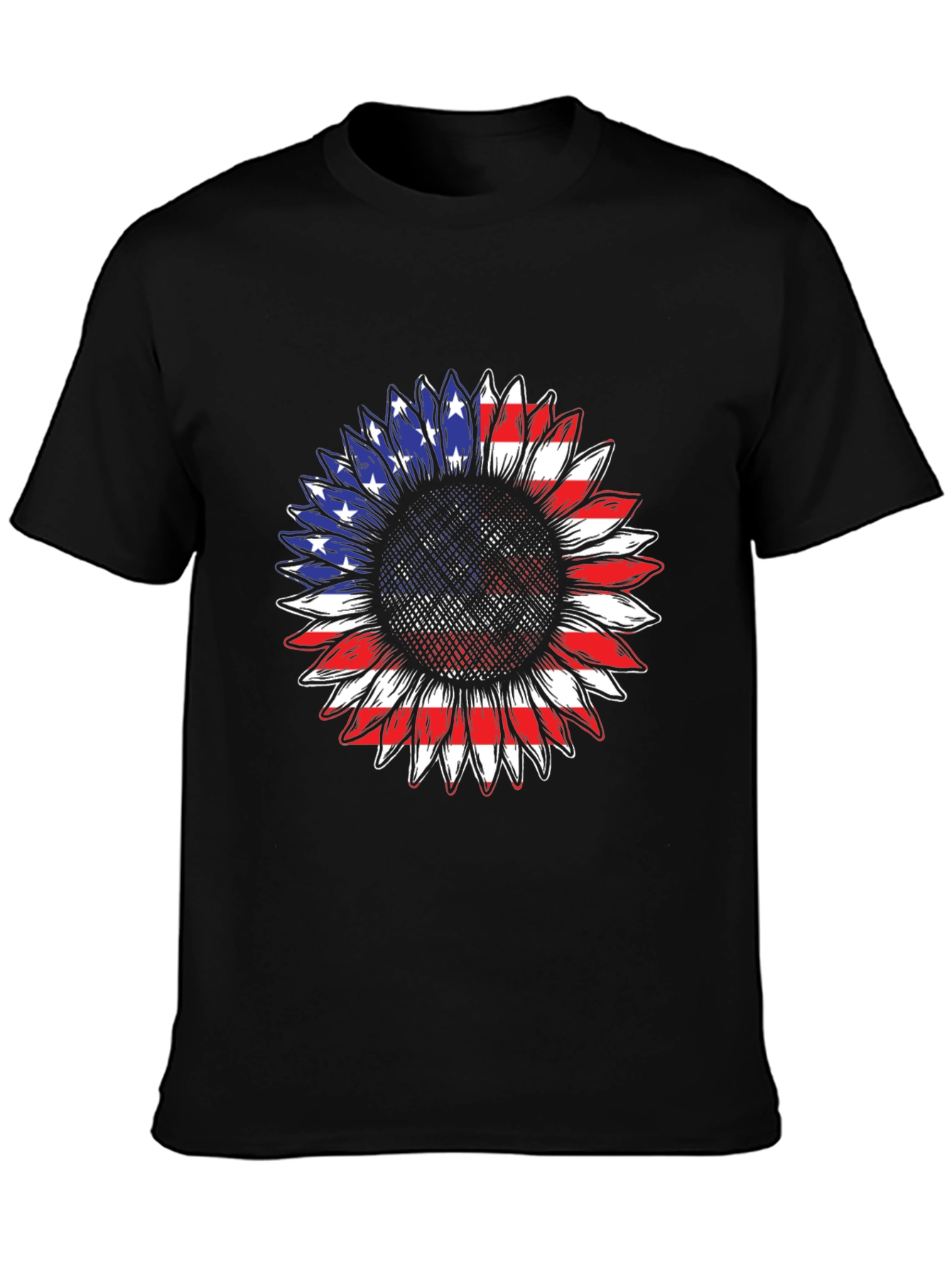 American Flag Sunflower T-Shirt - Patriotic Design