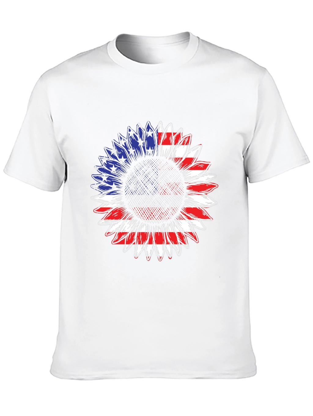 American Flag Sunflower T-Shirt - Patriotic Design